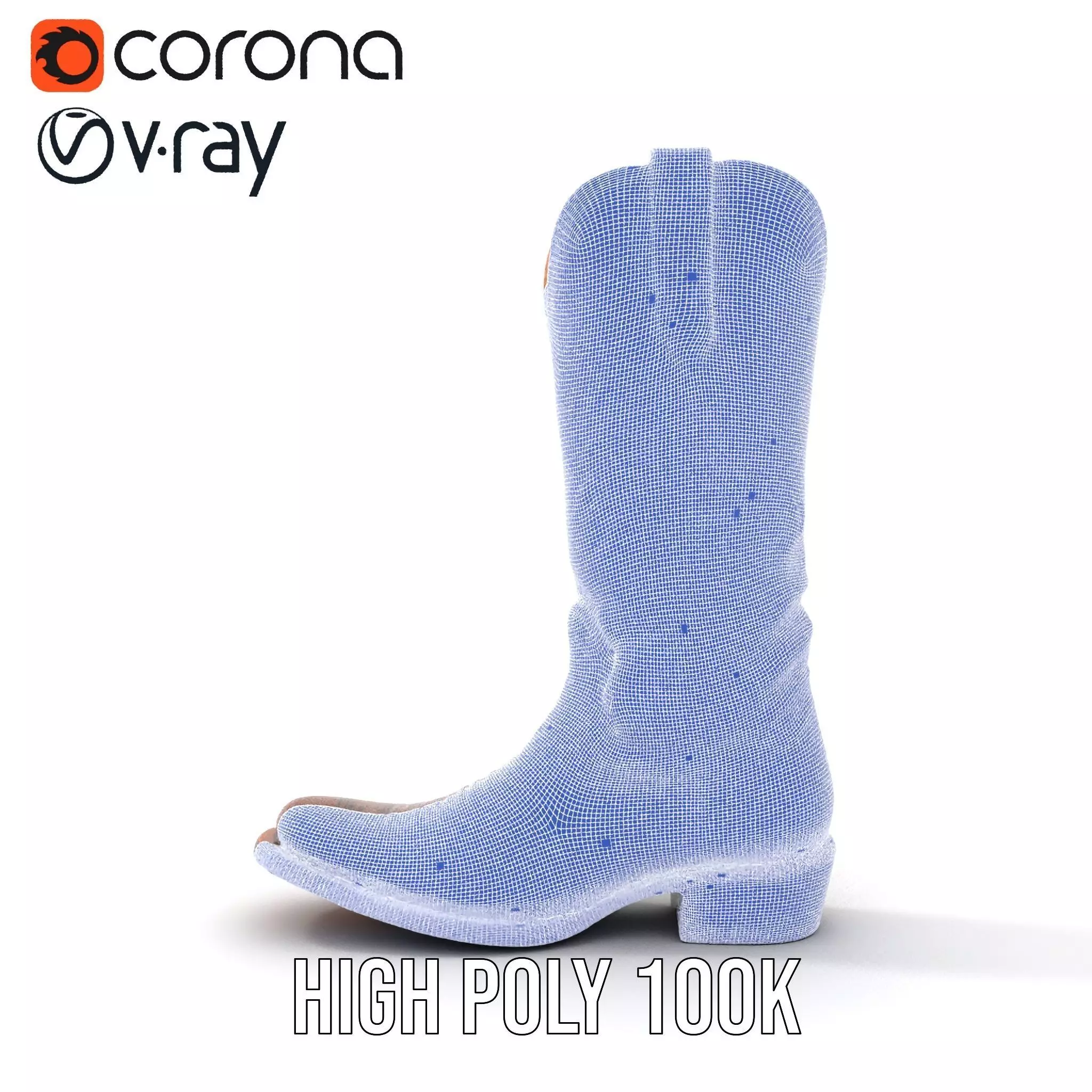 Western Cowboy Boot Model Pack with Intricate Stitching Design Low-poly 3D model_31
