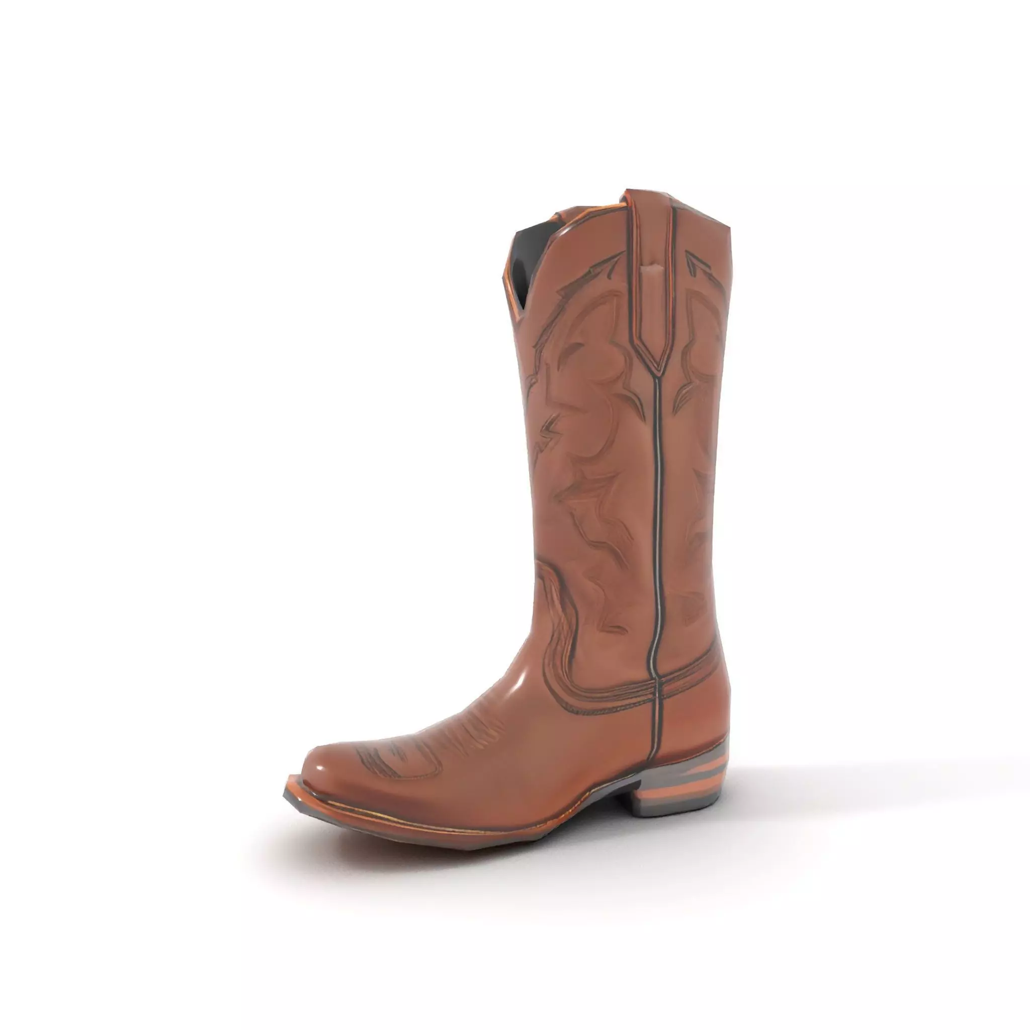 Western Cowboy Boot Model Pack with Intricate Stitching Design Low-poly 3D model_12