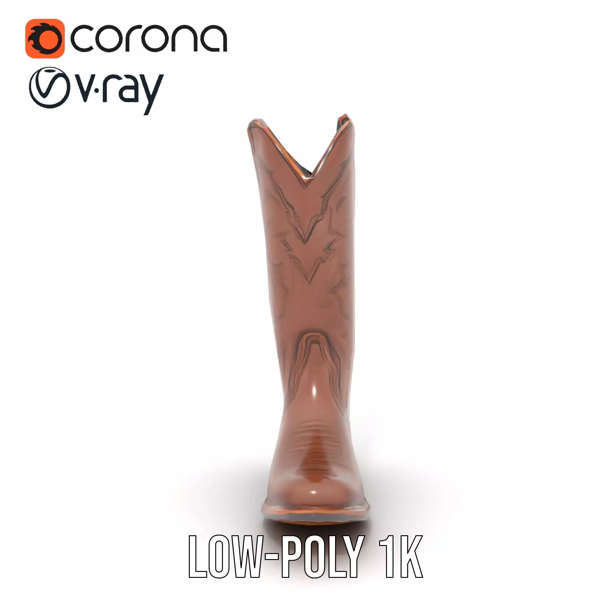 Western Cowboy Boot Model Pack with Intricate Stitching Design Low-poly 3D model_14