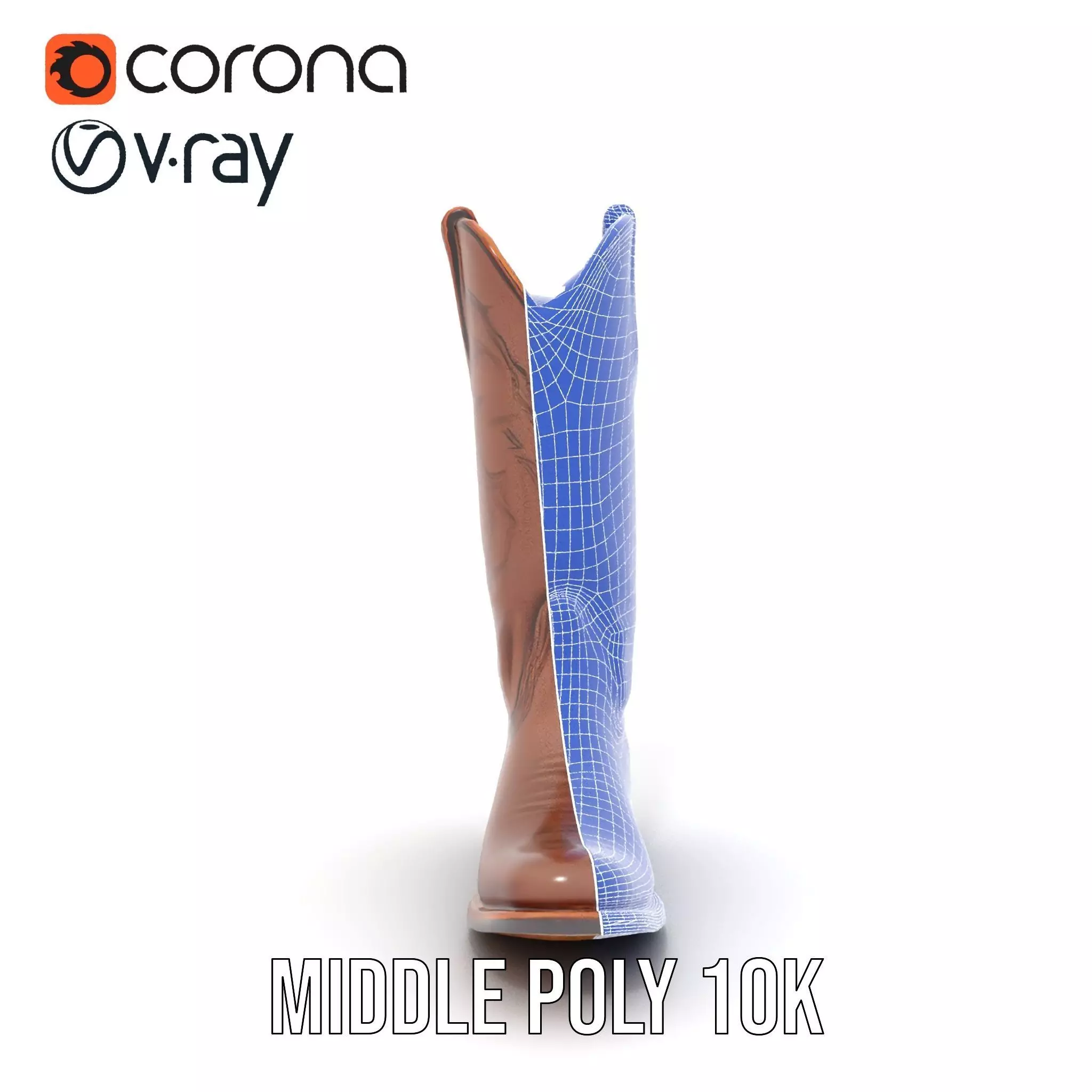 Western Cowboy Boot Model Pack with Intricate Stitching Design Low-poly 3D model_26