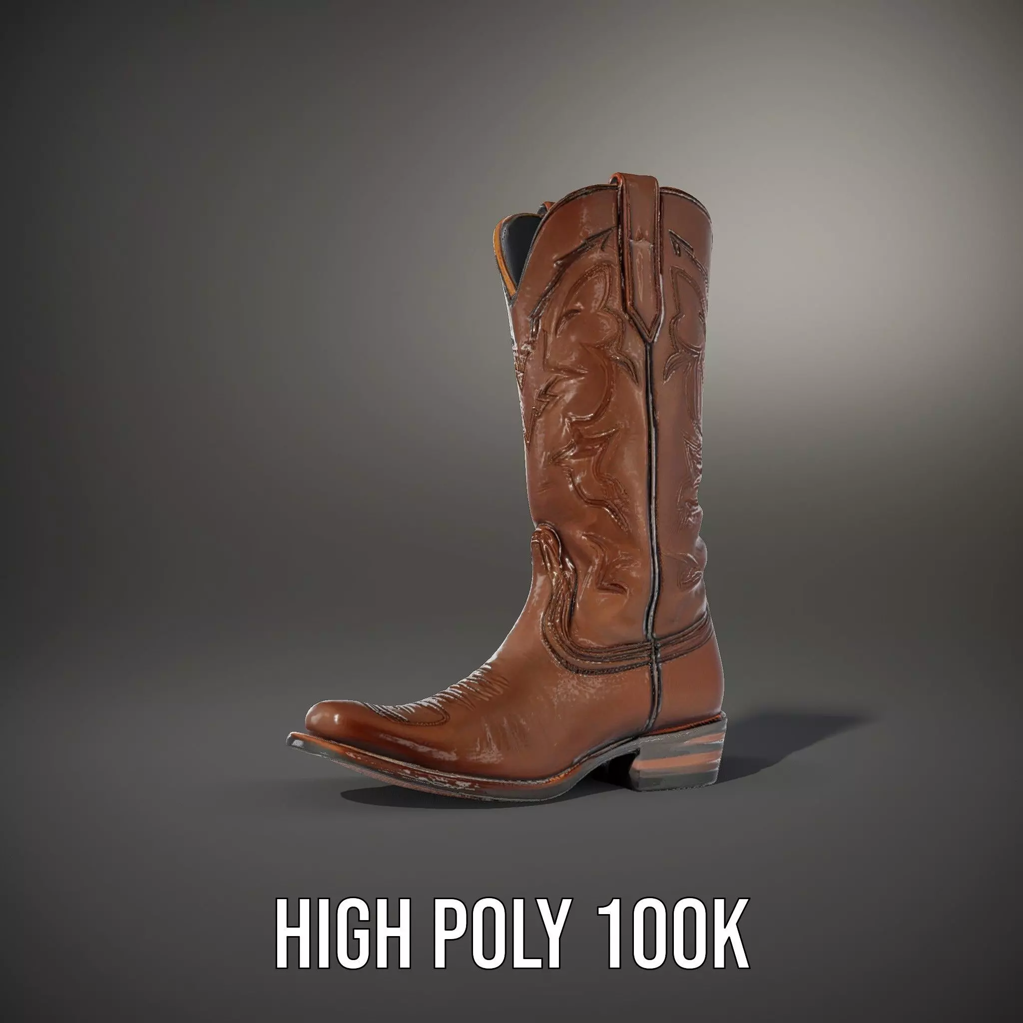 Western Cowboy Boot Model Pack with Intricate Stitching Design Low-poly 3D model_10