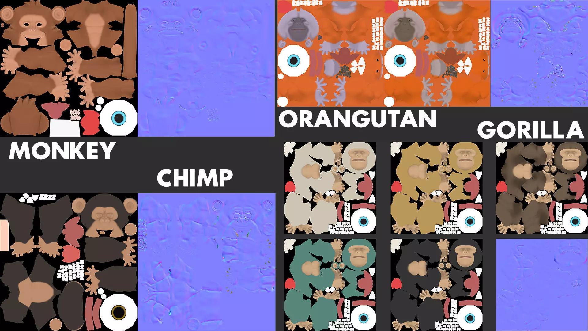 Primate Pack I Stylized II Cartoon 3D Model Collection_3