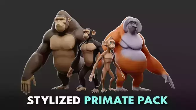 Primate Pack  I Stylized II Cartoon 3D Model Collection