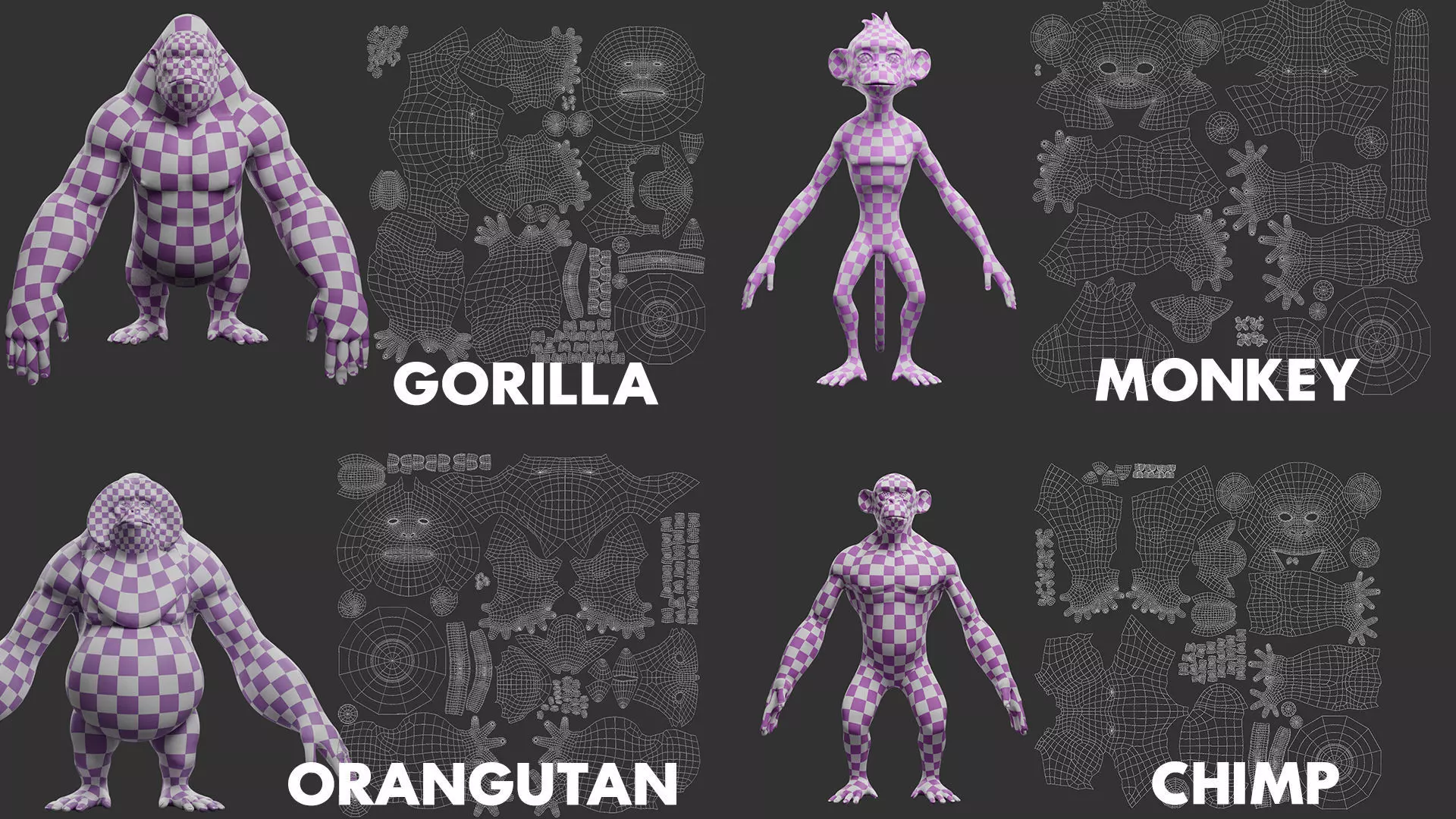 Primate Pack I Stylized II Cartoon 3D Model Collection_2