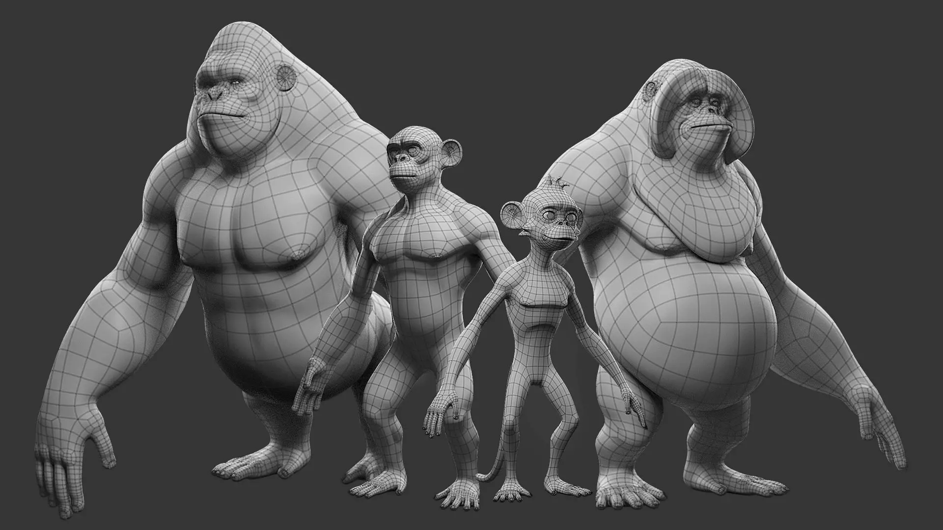 Primate Pack I Stylized II Cartoon 3D Model Collection_1