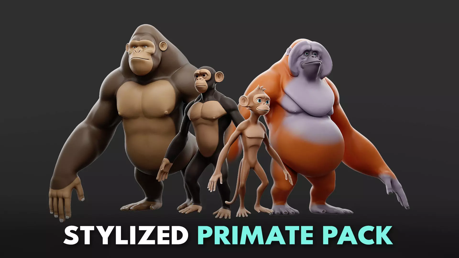 Primate Pack I Stylized II Cartoon 3D Model Collection_0