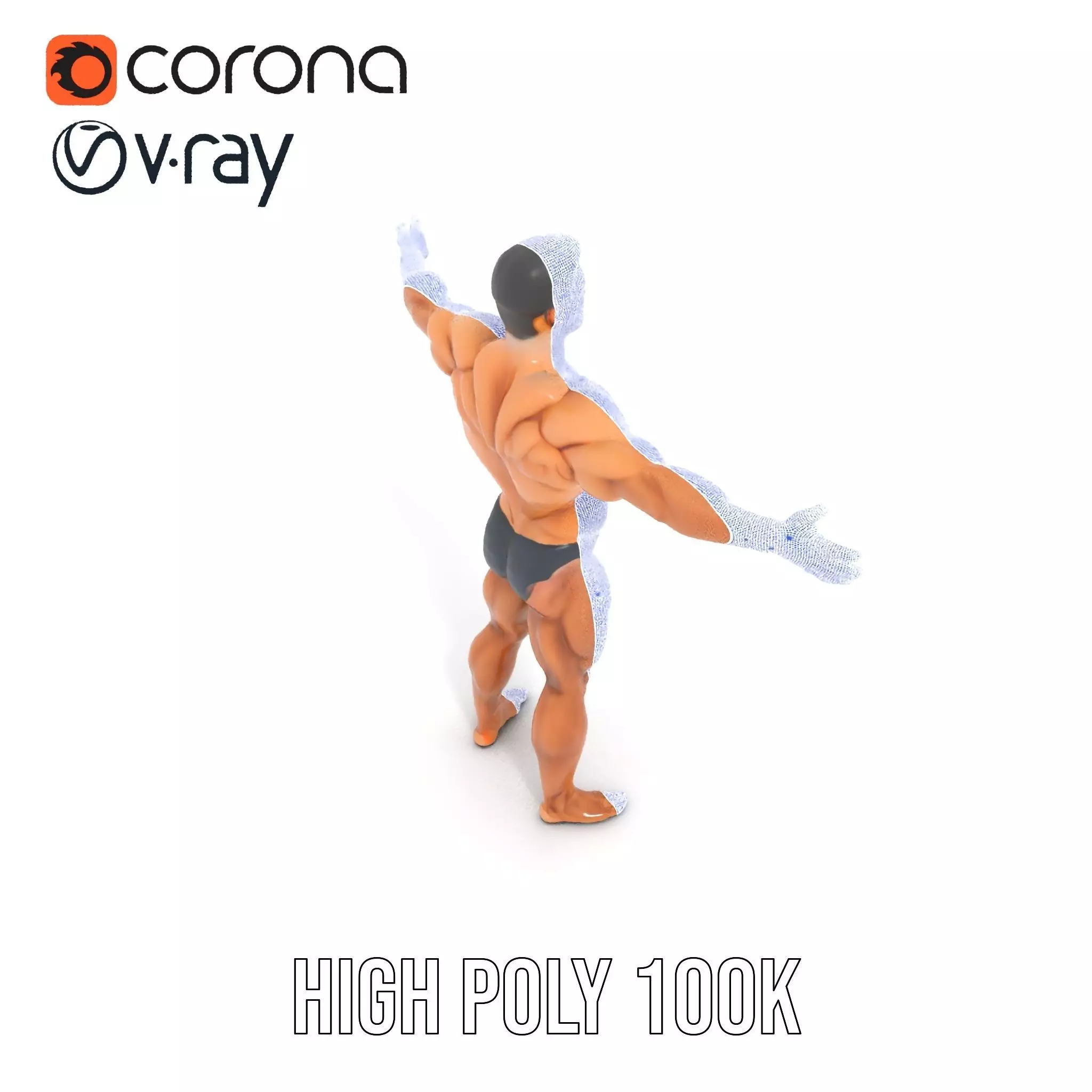 Realistic Male Bodybuilder Model Pack Low-poly 3D model_25