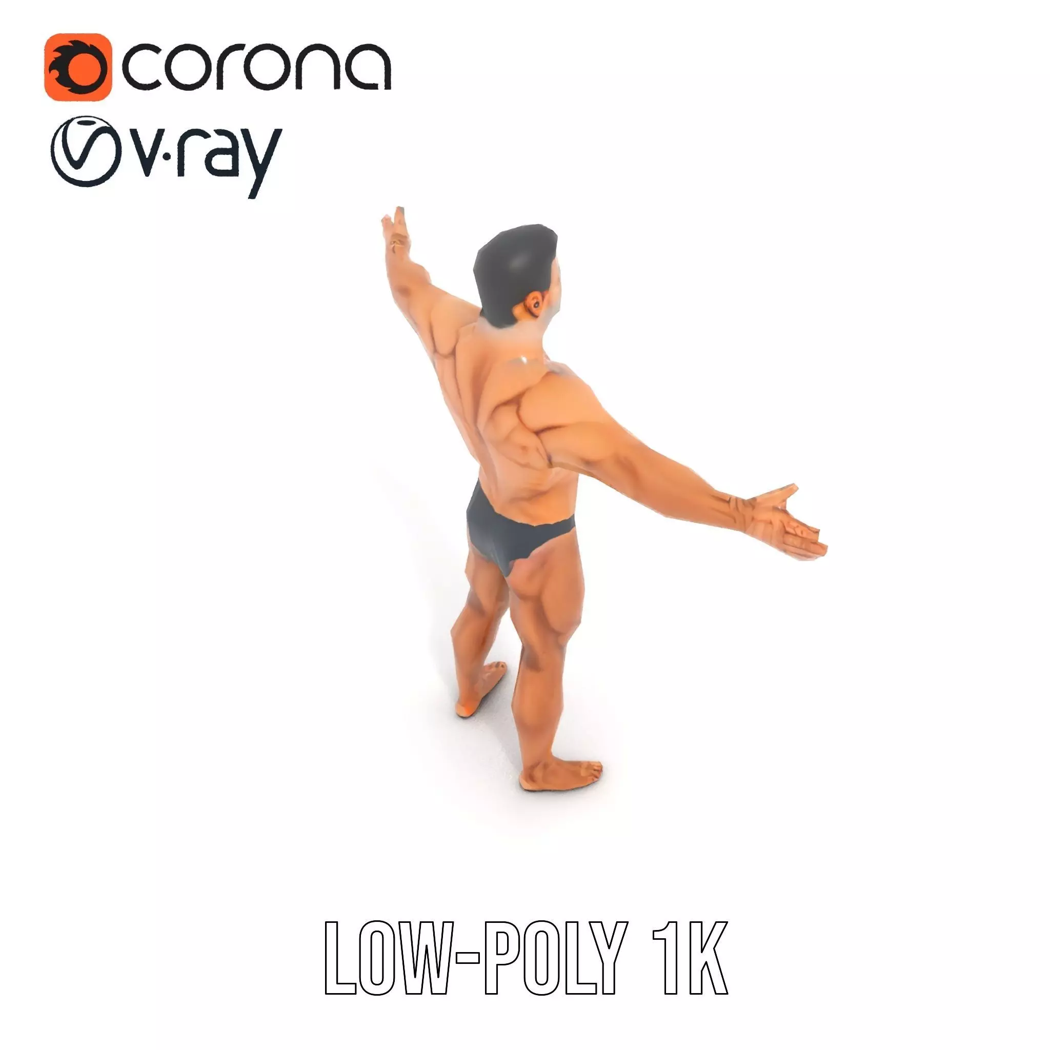 Realistic Male Bodybuilder Model Pack Low-poly 3D model_13