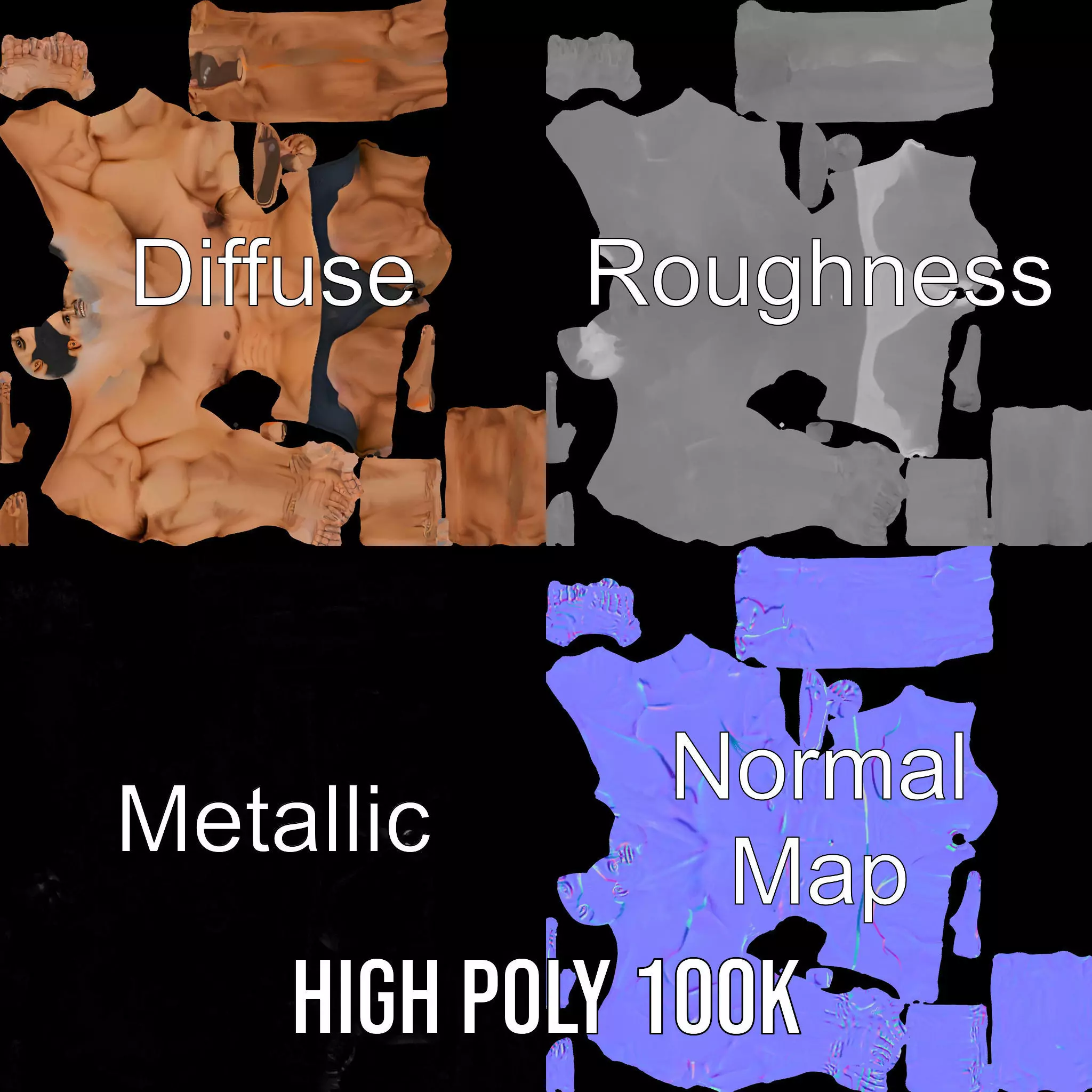 Realistic Male Bodybuilder Model Pack Low-poly 3D model_3