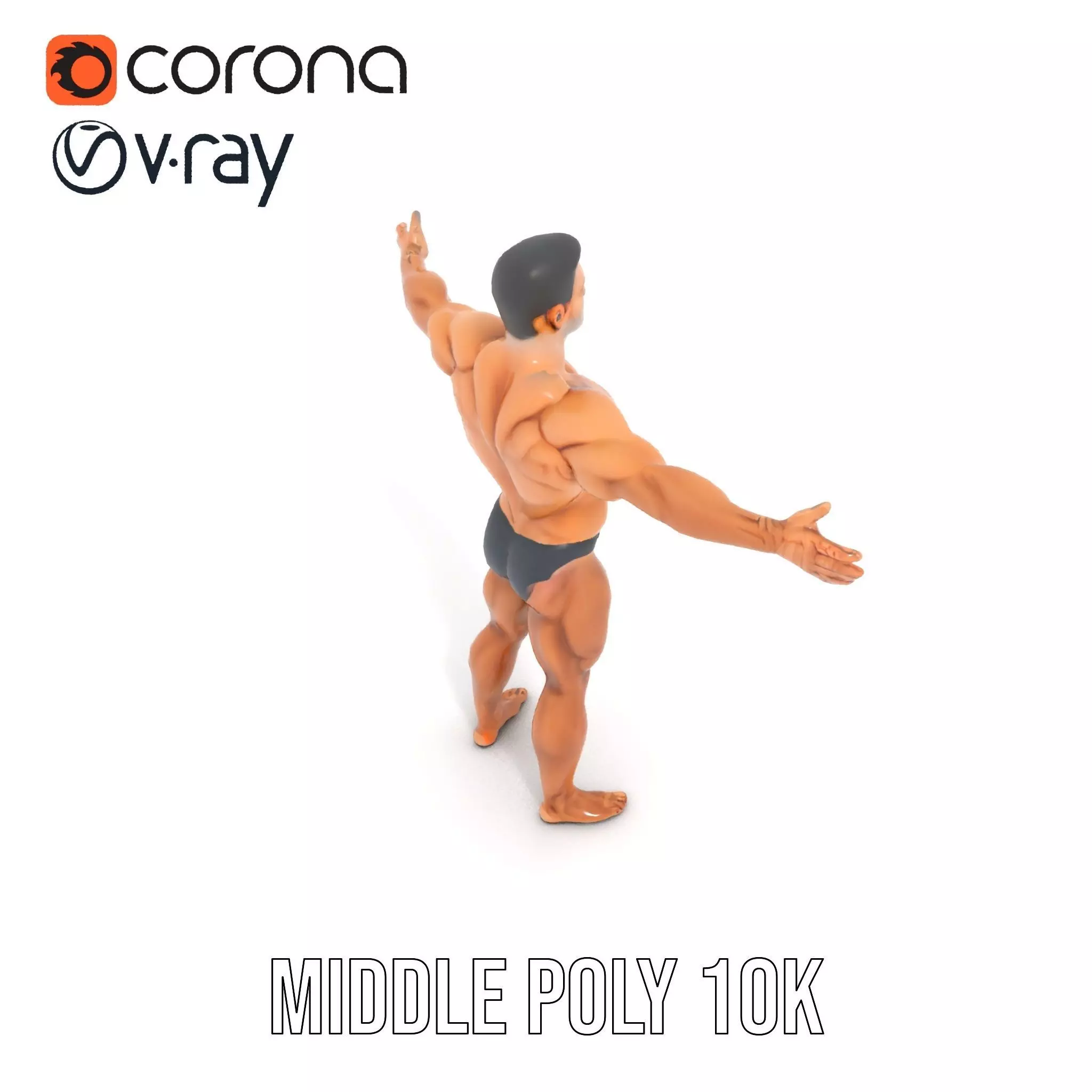 Realistic Male Bodybuilder Model Pack Low-poly 3D model_26