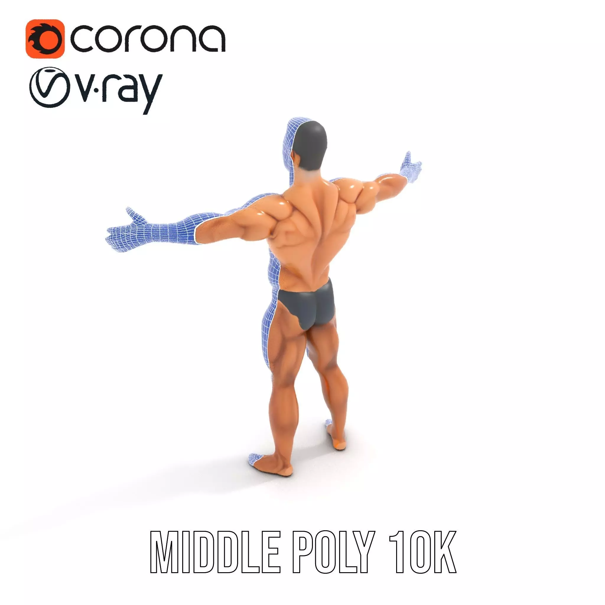 Realistic Male Bodybuilder Model Pack Low-poly 3D model_23