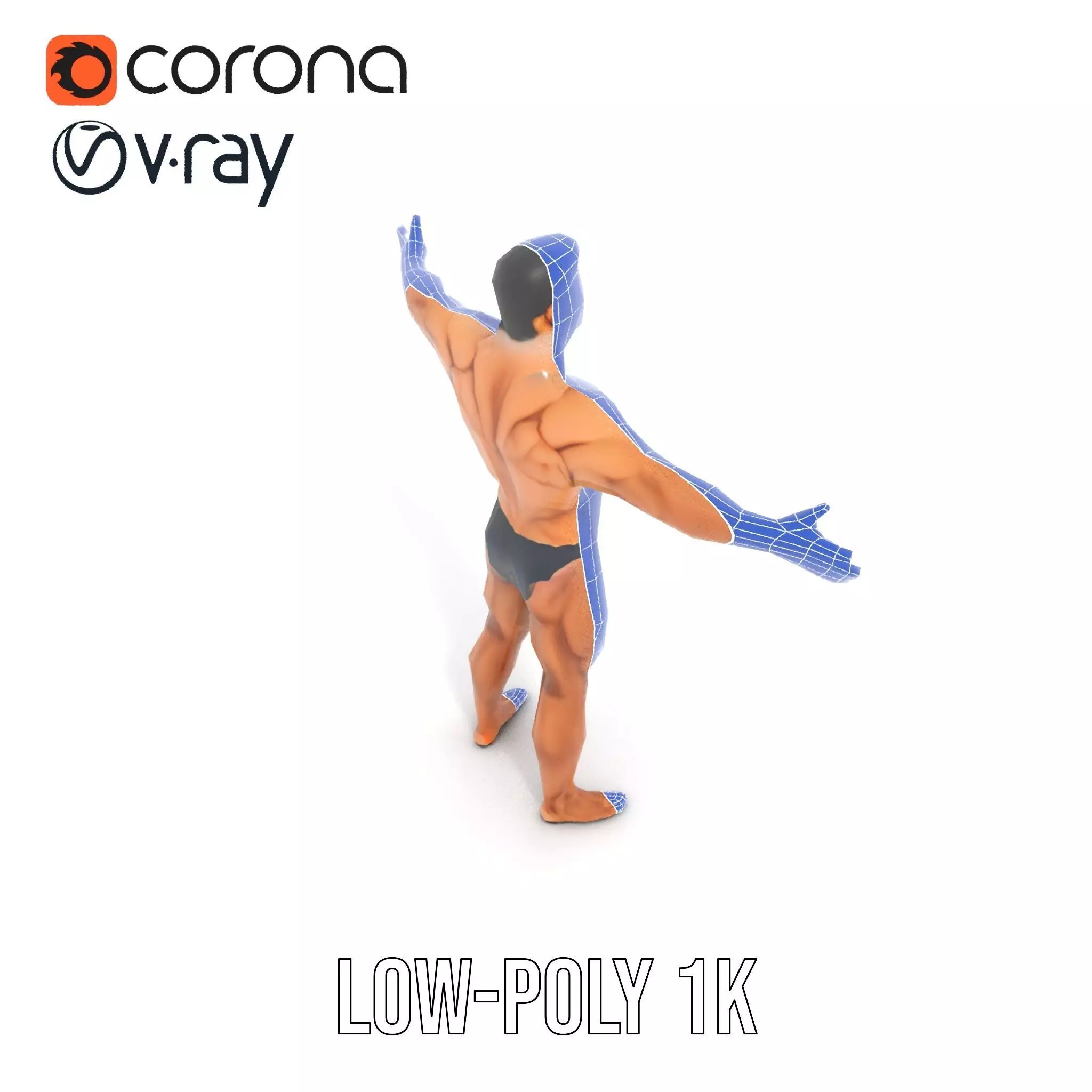 Realistic Male Bodybuilder Model Pack Low-poly 3D model_19