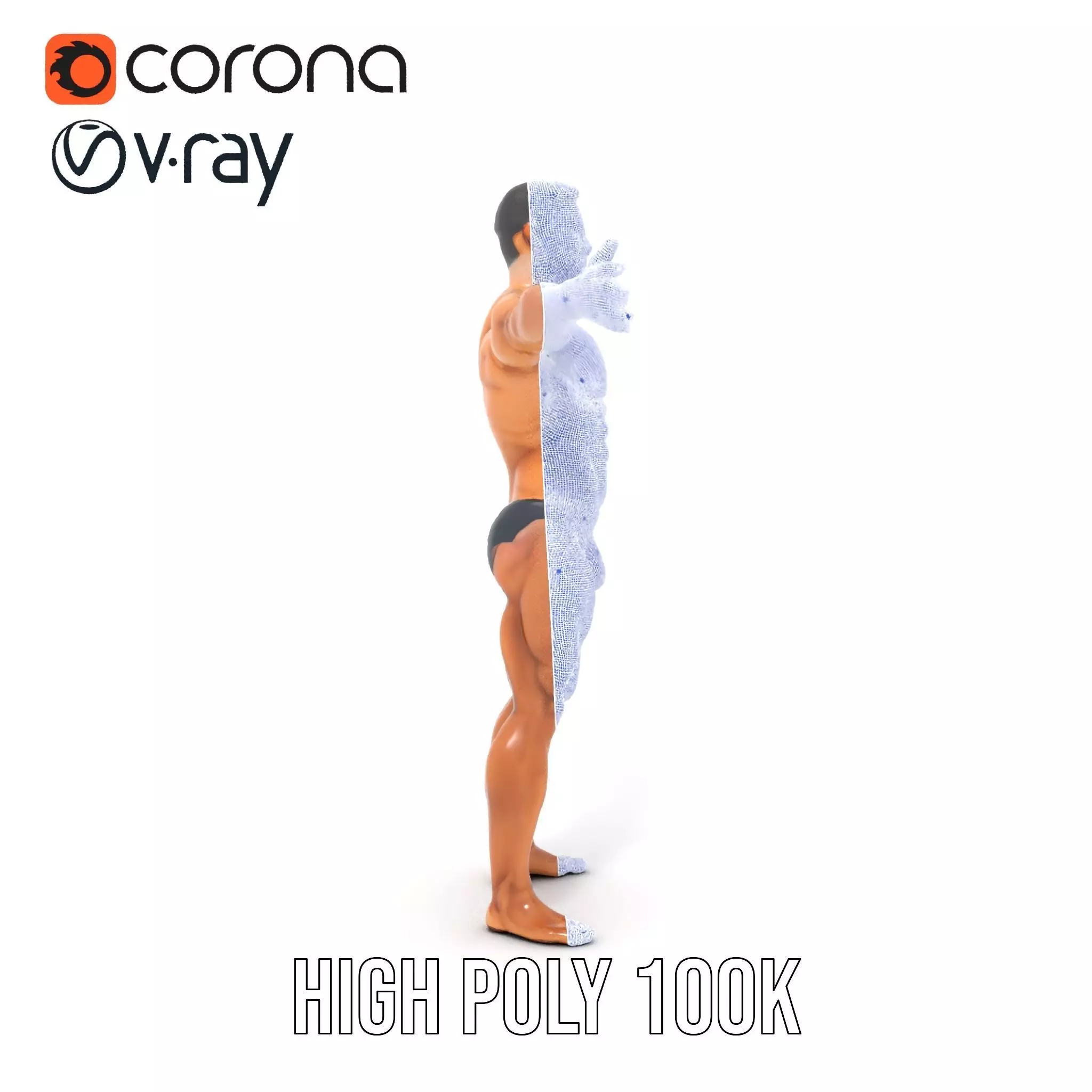 Realistic Male Bodybuilder Model Pack Low-poly 3D model_34