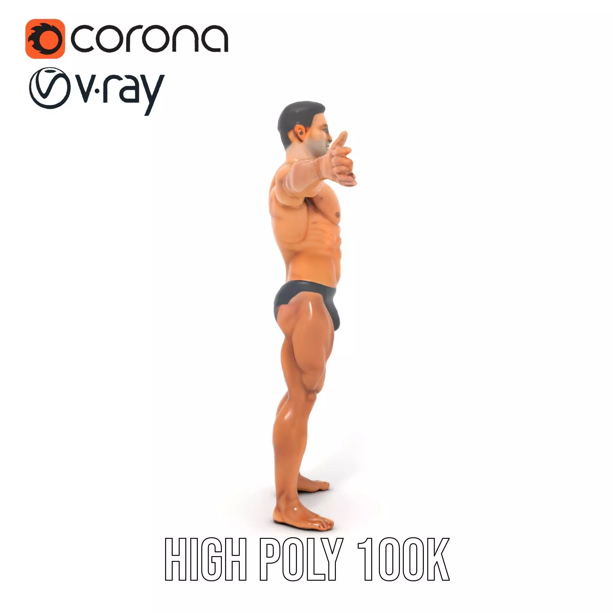 Realistic Male Bodybuilder Model Pack Low-poly 3D model_17