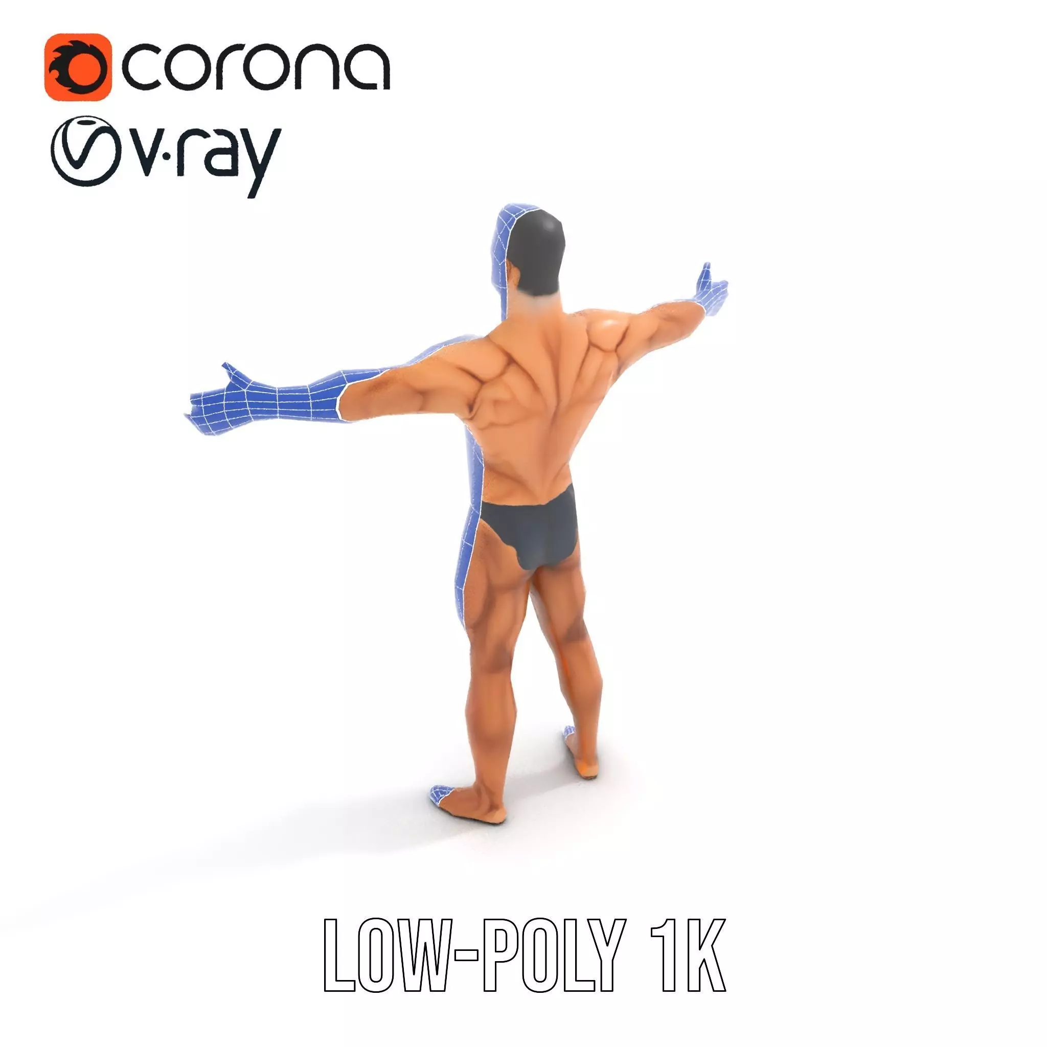 Realistic Male Bodybuilder Model Pack Low-poly 3D model_24