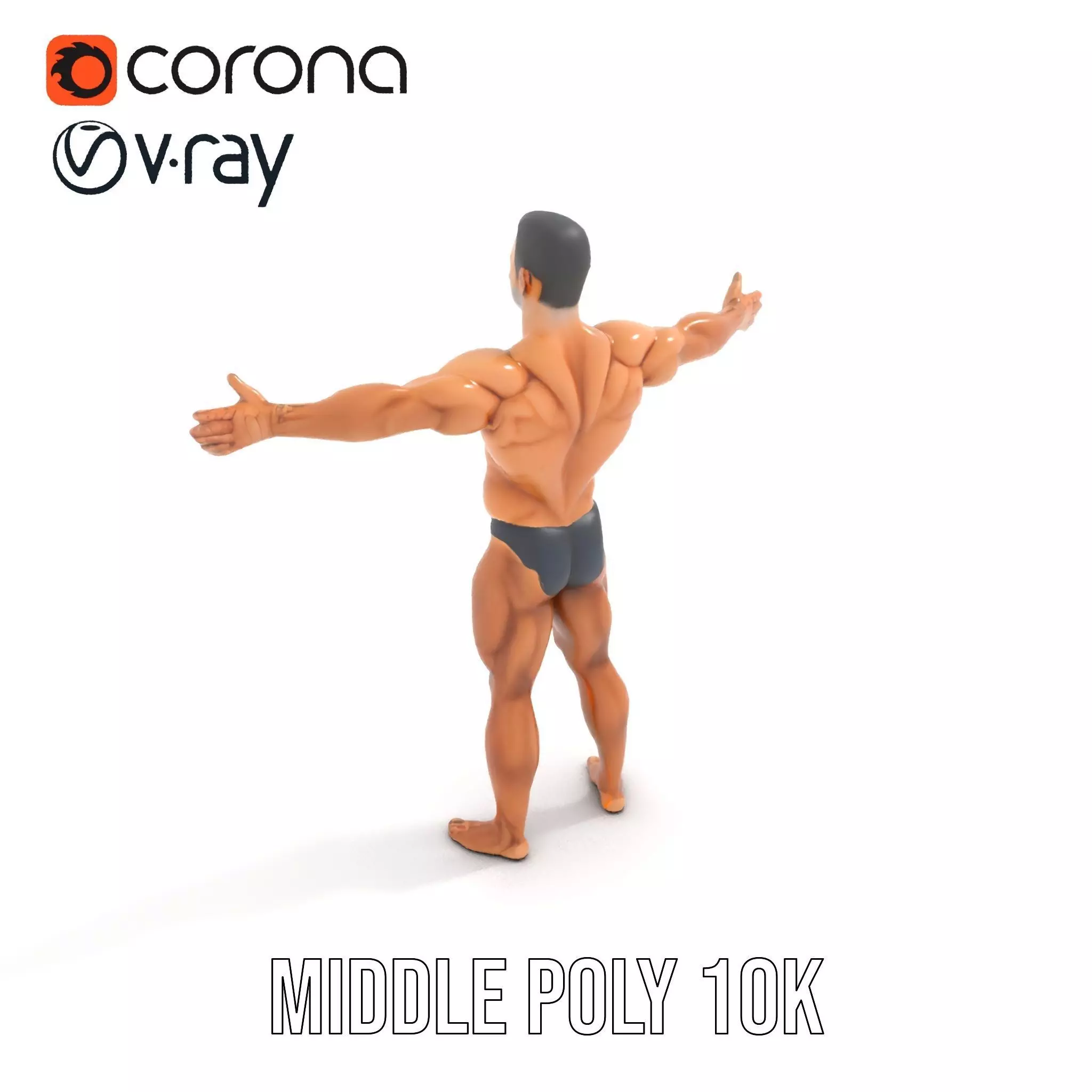 Realistic Male Bodybuilder Model Pack Low-poly 3D model_12