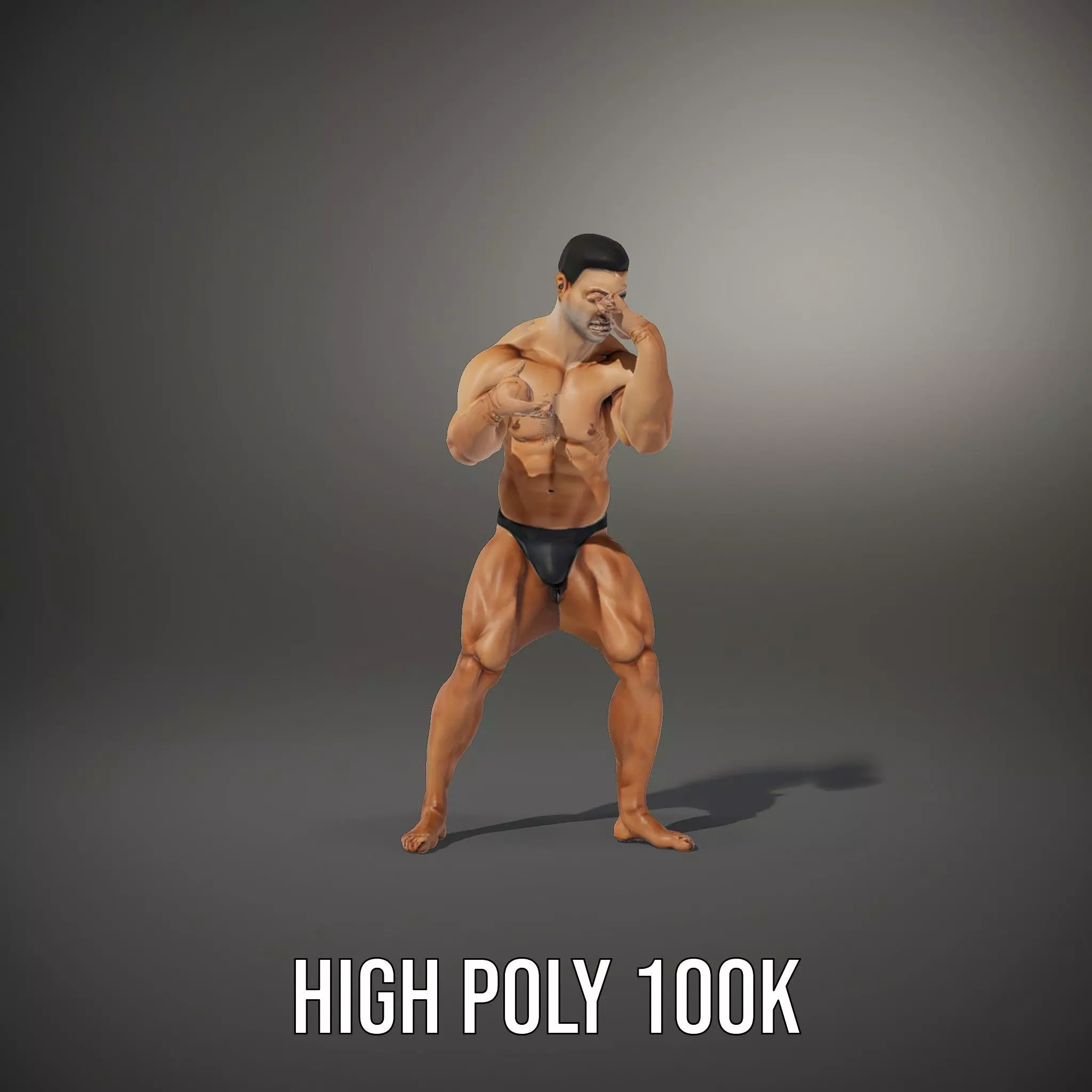 Realistic Male Bodybuilder Model Pack Low-poly 3D model_32