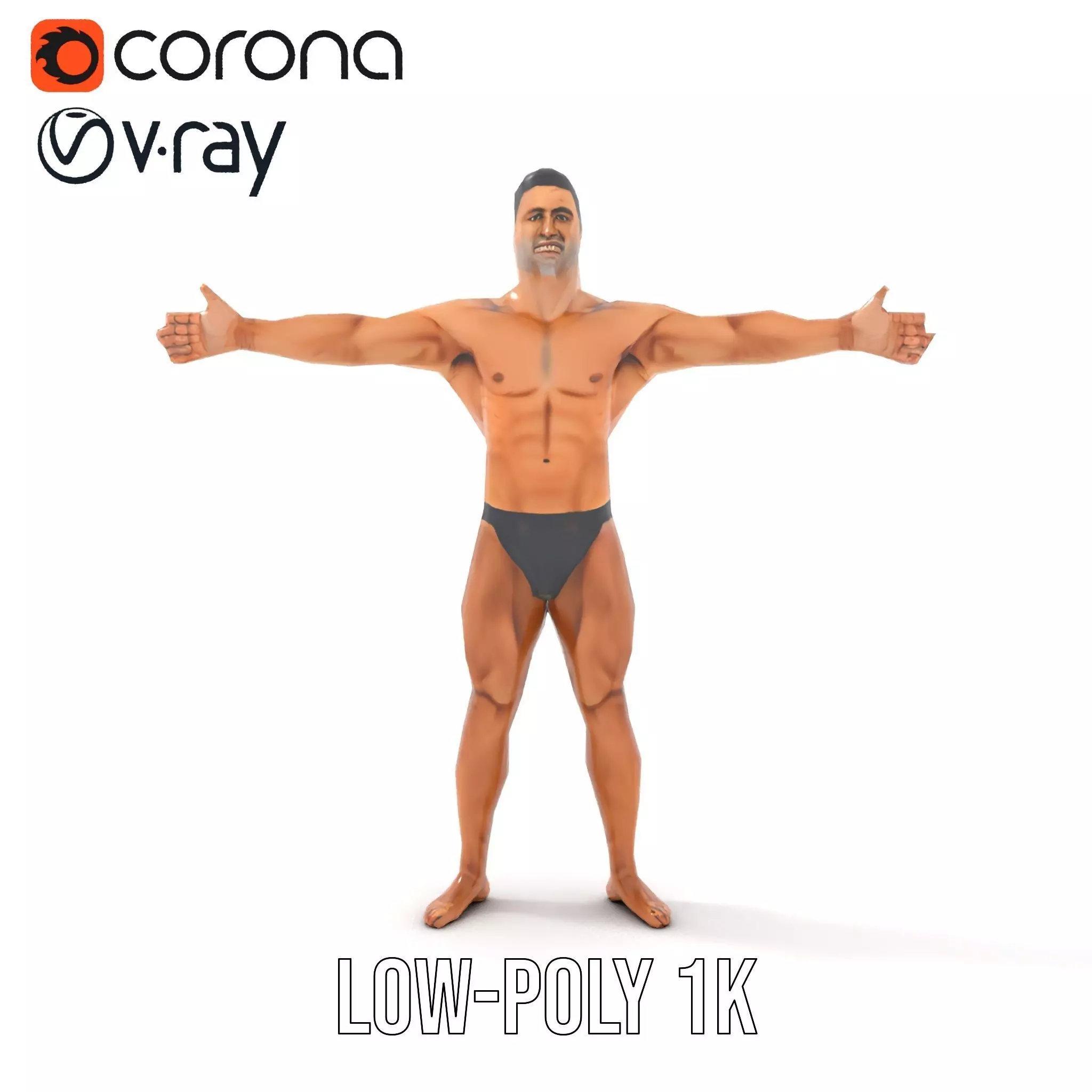Realistic Male Bodybuilder Model Pack Low-poly 3D model_16