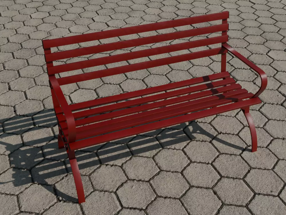 Metal Park Bench Hard Surface Modeling Free low-poly 3D model