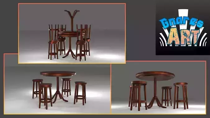 Medieval Table and Stool 3D