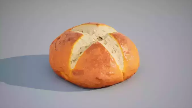 Bread bun Game ready 3K triangles 4K PBR textures Low-poly 3D model 2