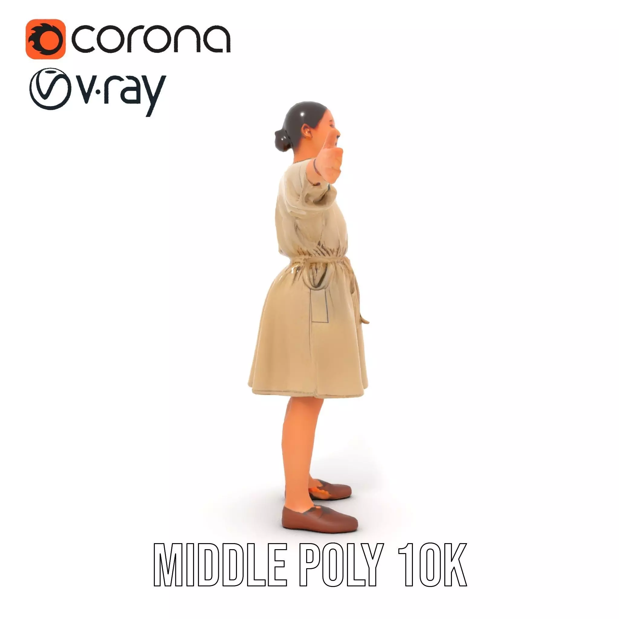 Casual Dress with Belt model pack Low-poly 3D model_5