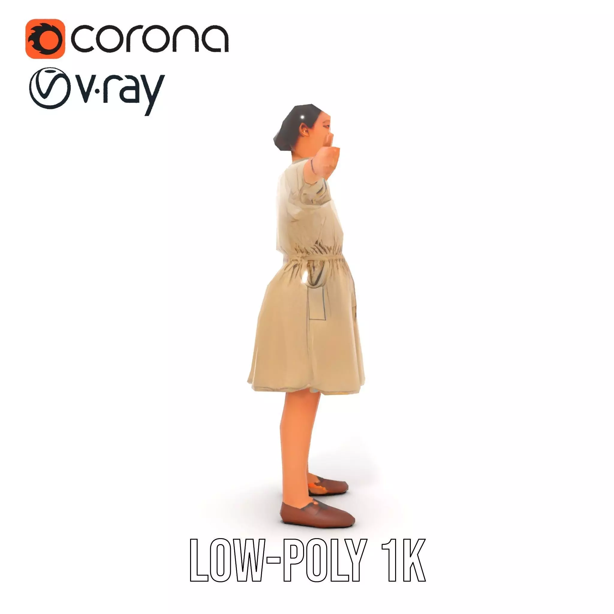 Casual Dress with Belt model pack Low-poly 3D model_8