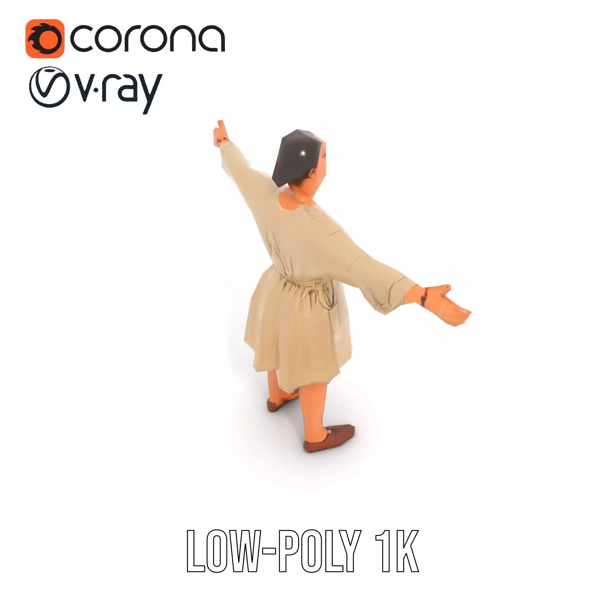 Casual Dress with Belt model pack Low-poly 3D model_19