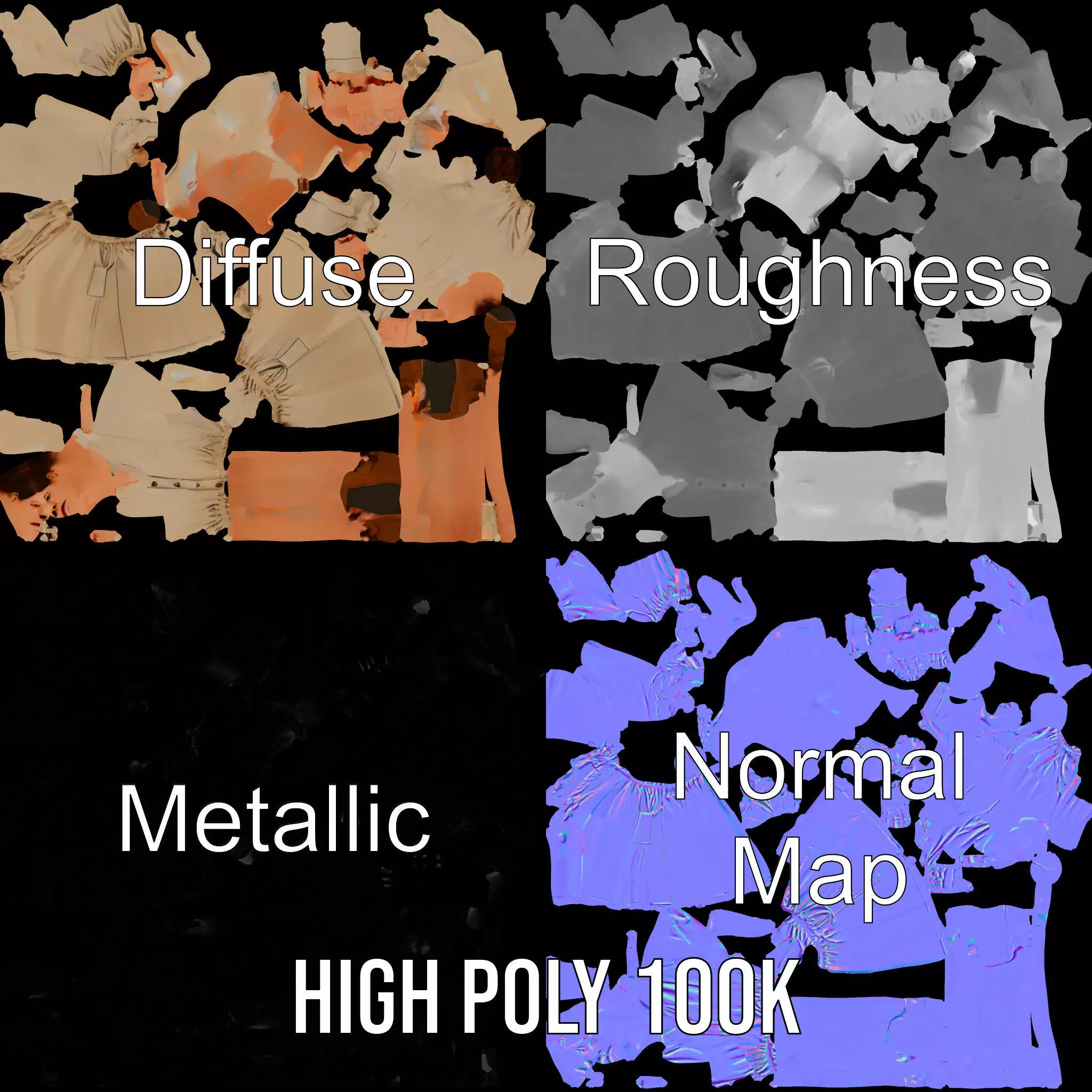 Casual Dress with Belt model pack Low-poly 3D model_3