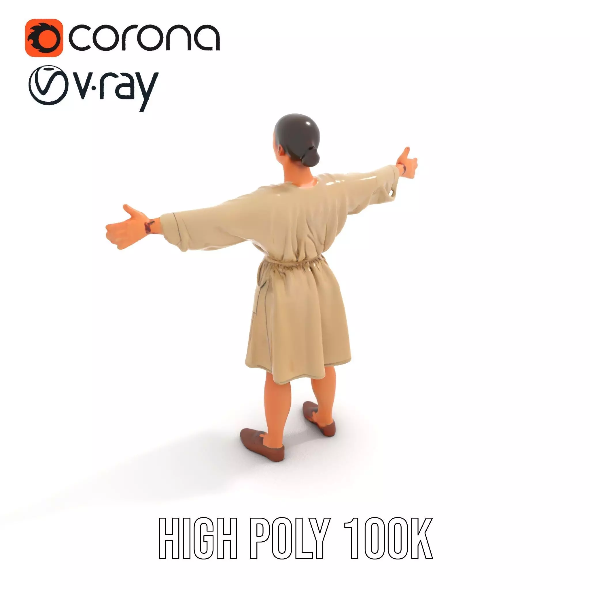 Casual Dress with Belt model pack Low-poly 3D model_9