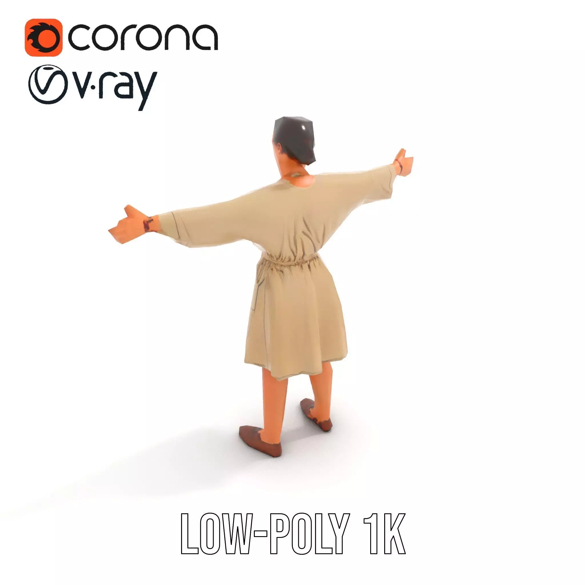 Casual Dress with Belt model pack Low-poly 3D model_7