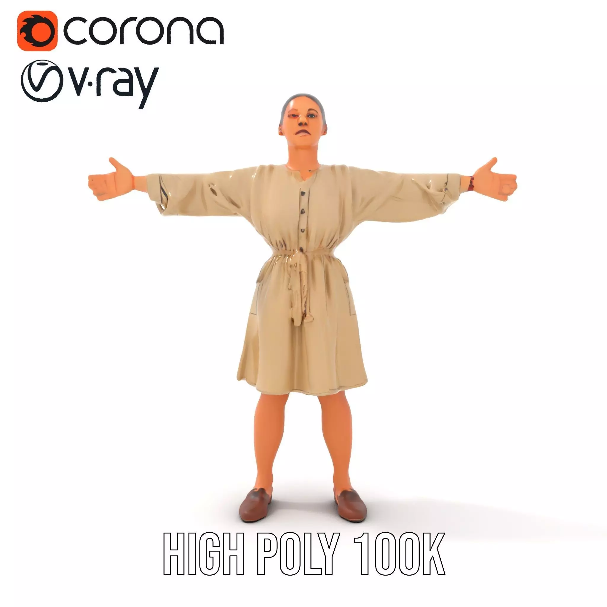 Casual Dress with Belt model pack Low-poly 3D model_20