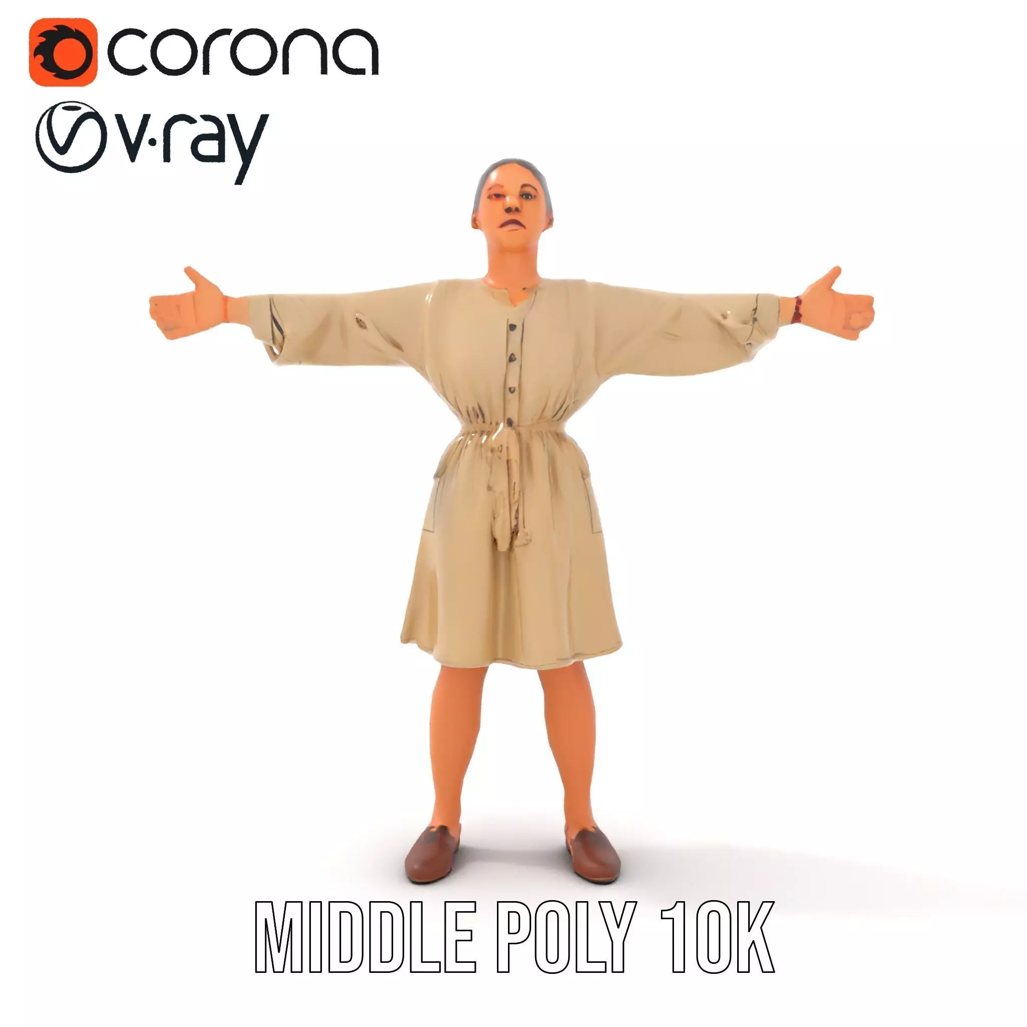 Casual Dress with Belt model pack Low-poly 3D model_15