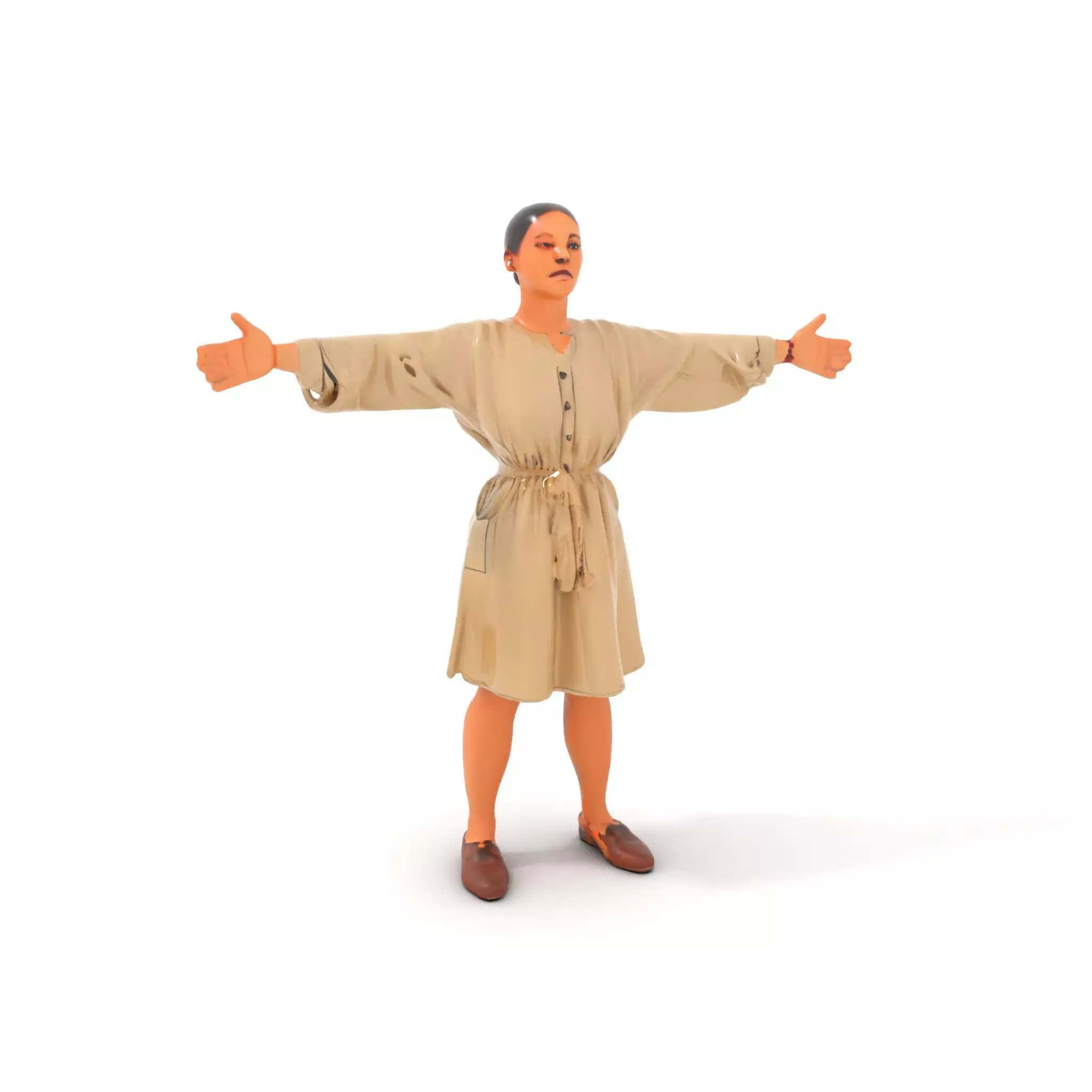 Casual Dress with Belt model pack Low-poly 3D model_0