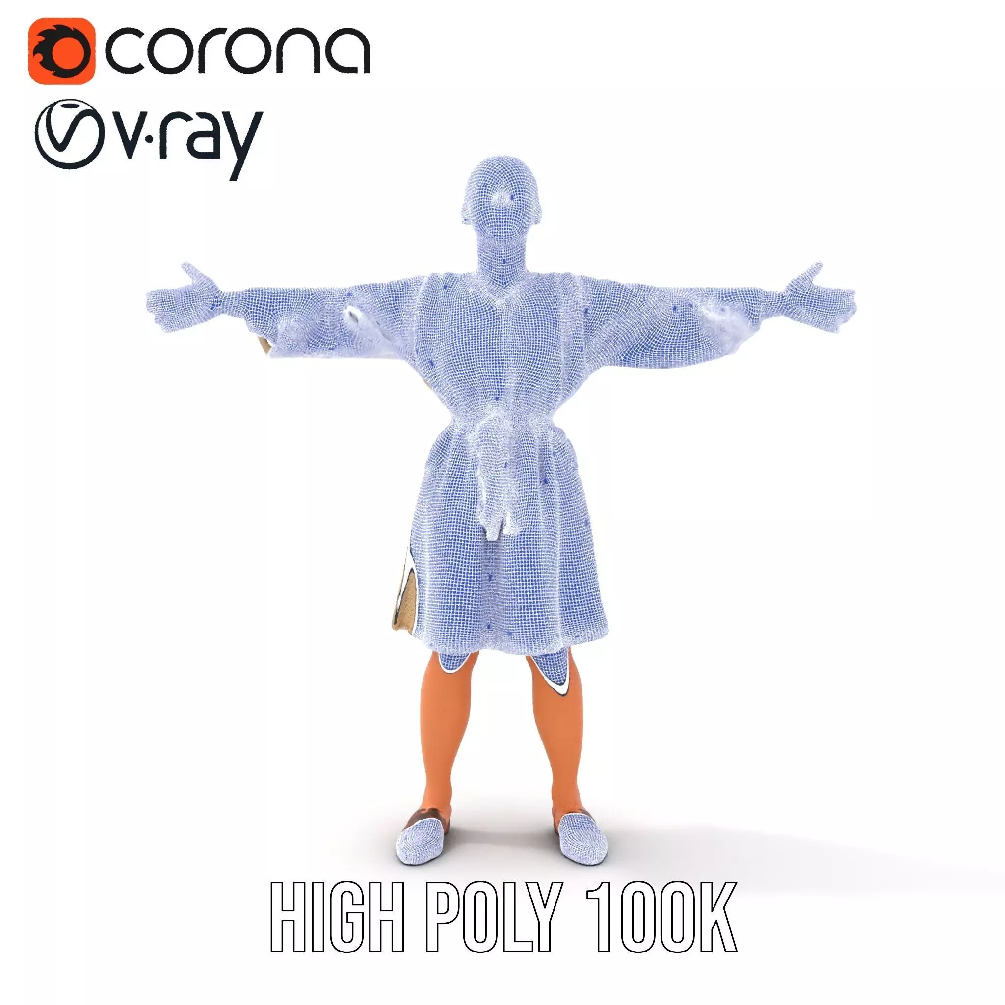 Casual Dress with Belt model pack Low-poly 3D model_34