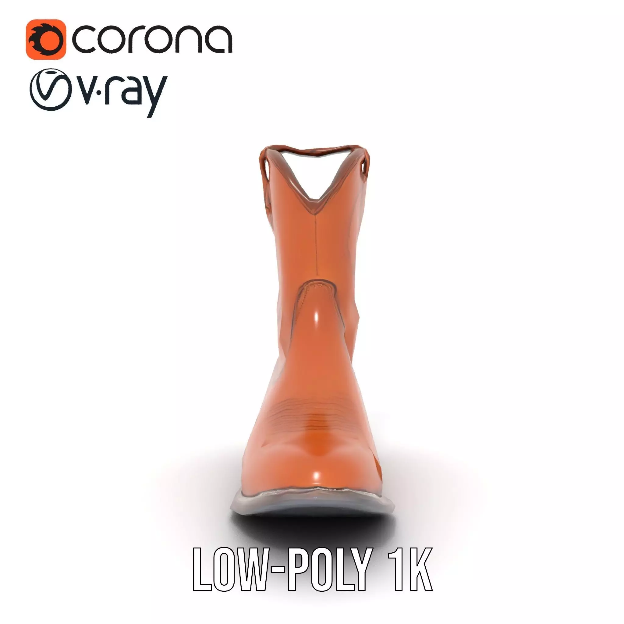 Cowboy Boot Model Pack Leather Western Style Low-poly 3D model_31