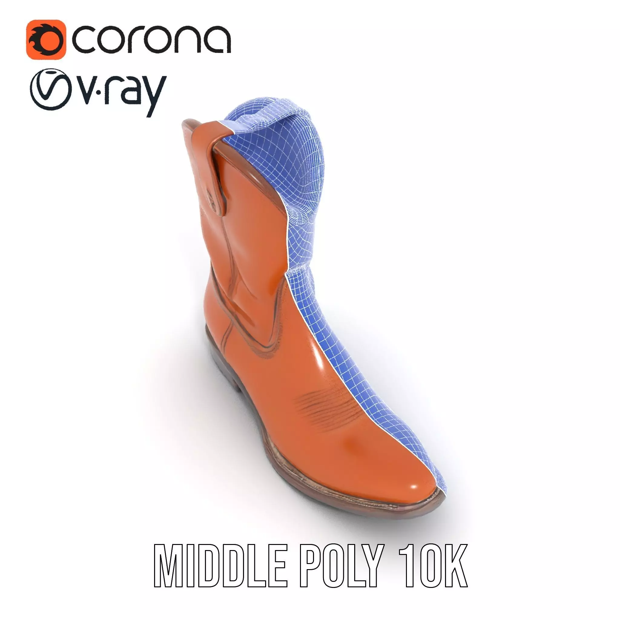Cowboy Boot Model Pack Leather Western Style Low-poly 3D model_17