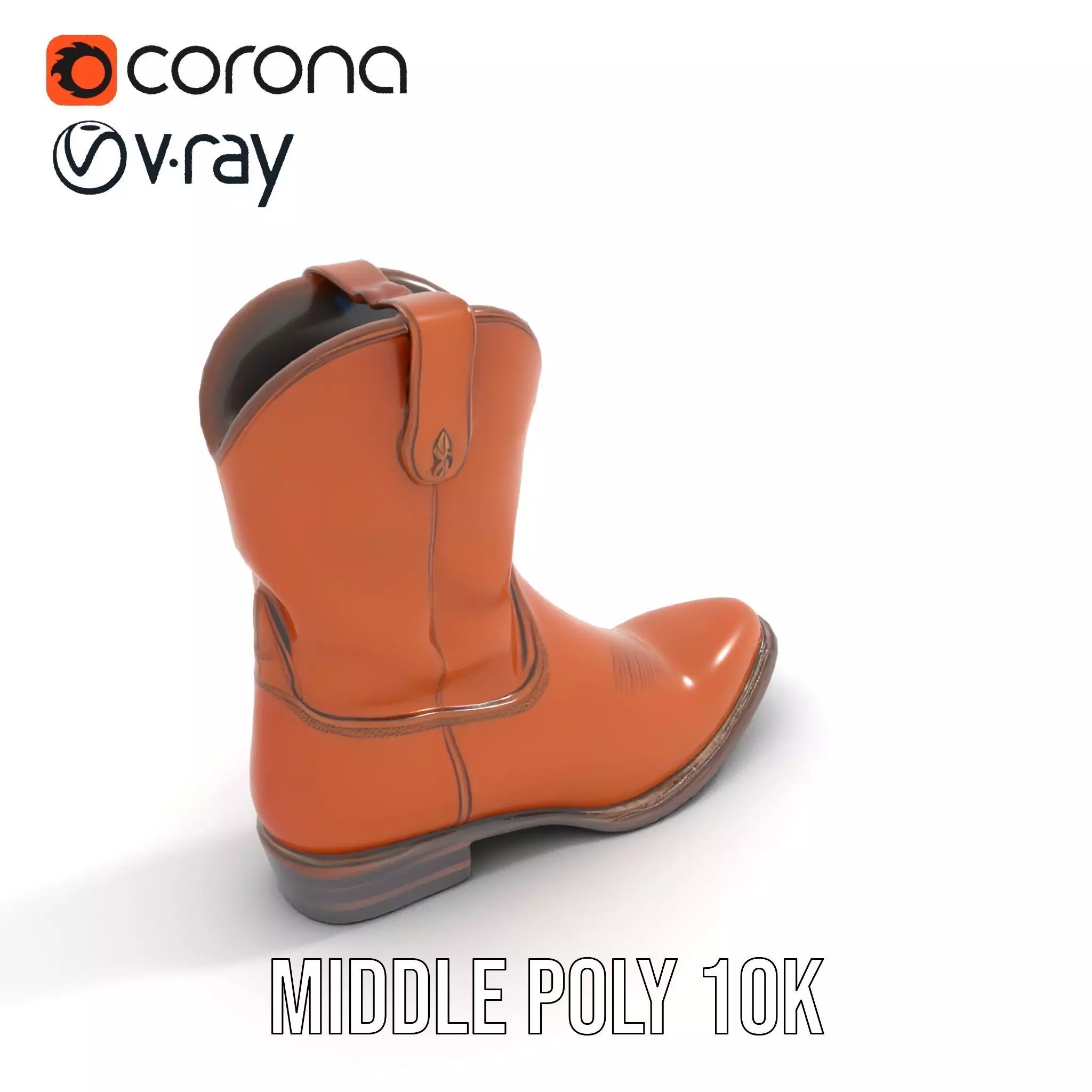 Cowboy Boot Model Pack Leather Western Style Low-poly 3D model_22
