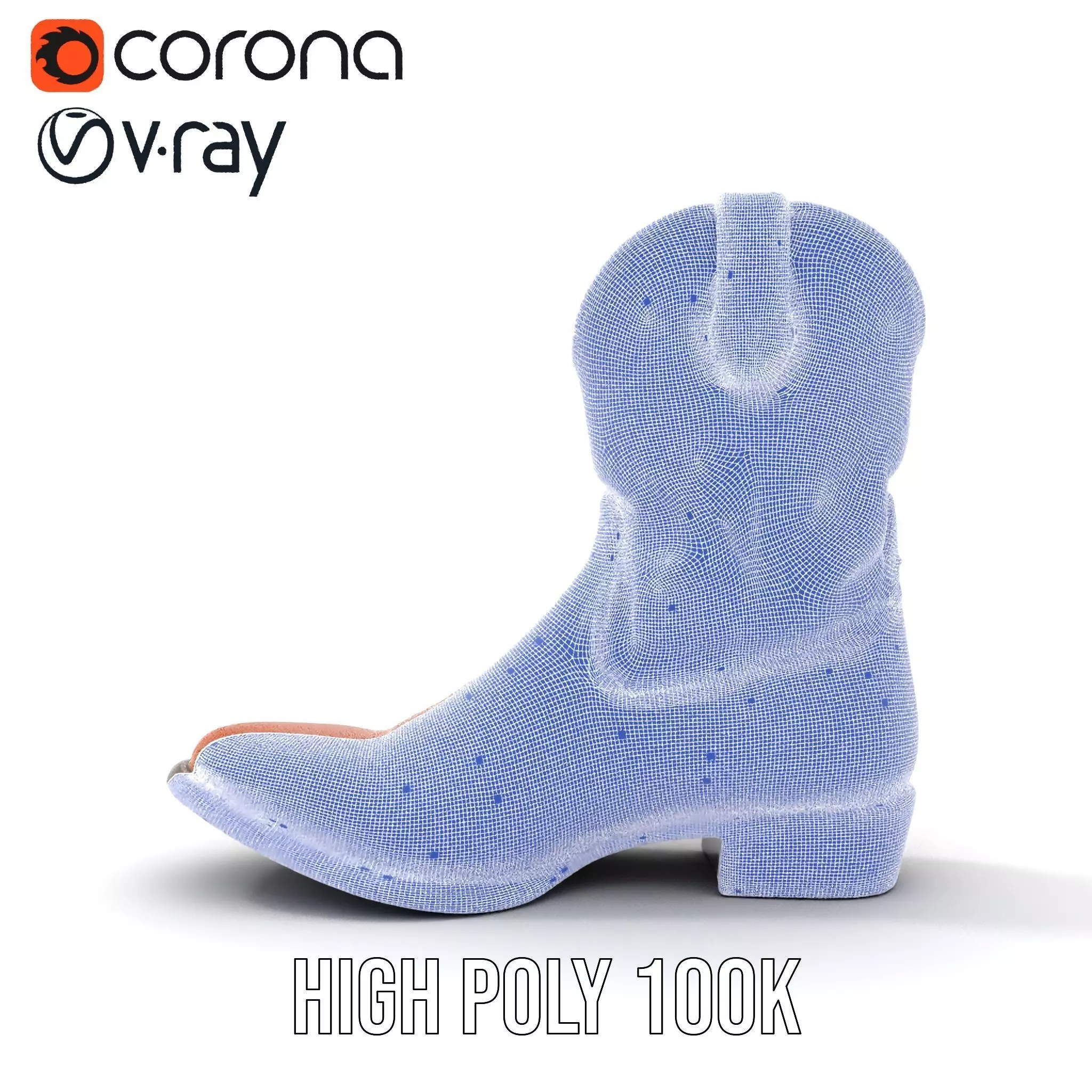 Cowboy Boot Model Pack Leather Western Style Low-poly 3D model_33