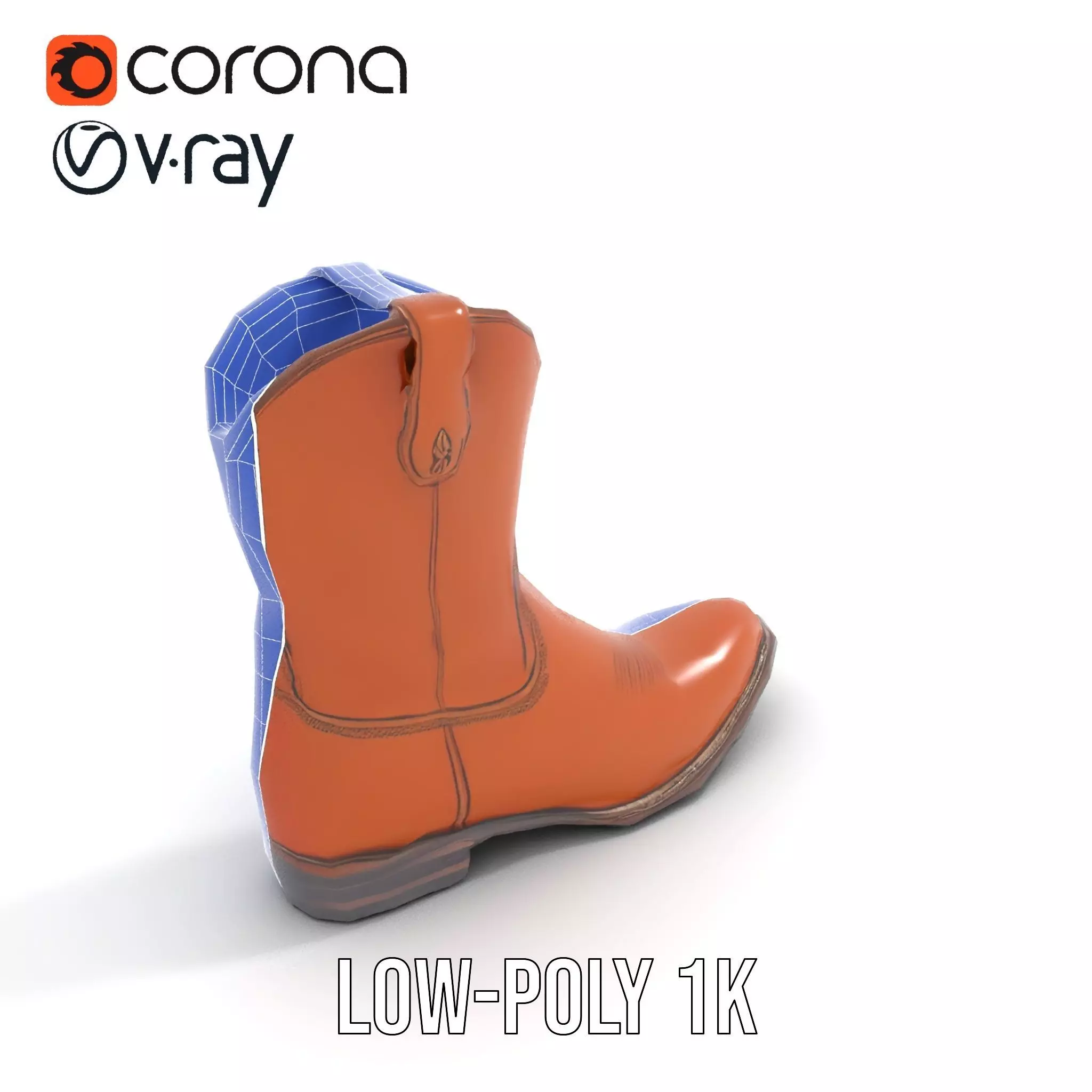 Cowboy Boot Model Pack Leather Western Style Low-poly 3D model_18