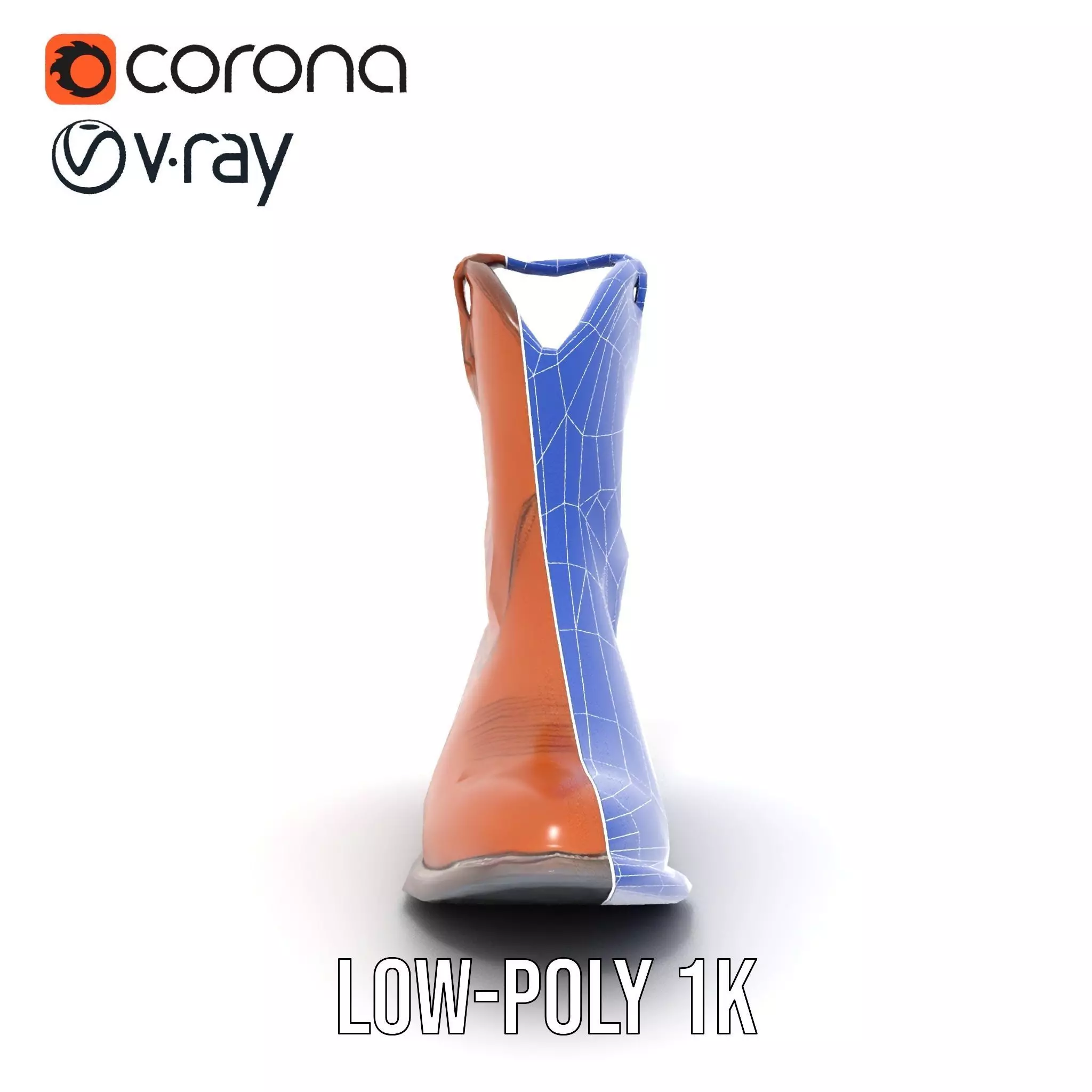 Cowboy Boot Model Pack Leather Western Style Low-poly 3D model_15