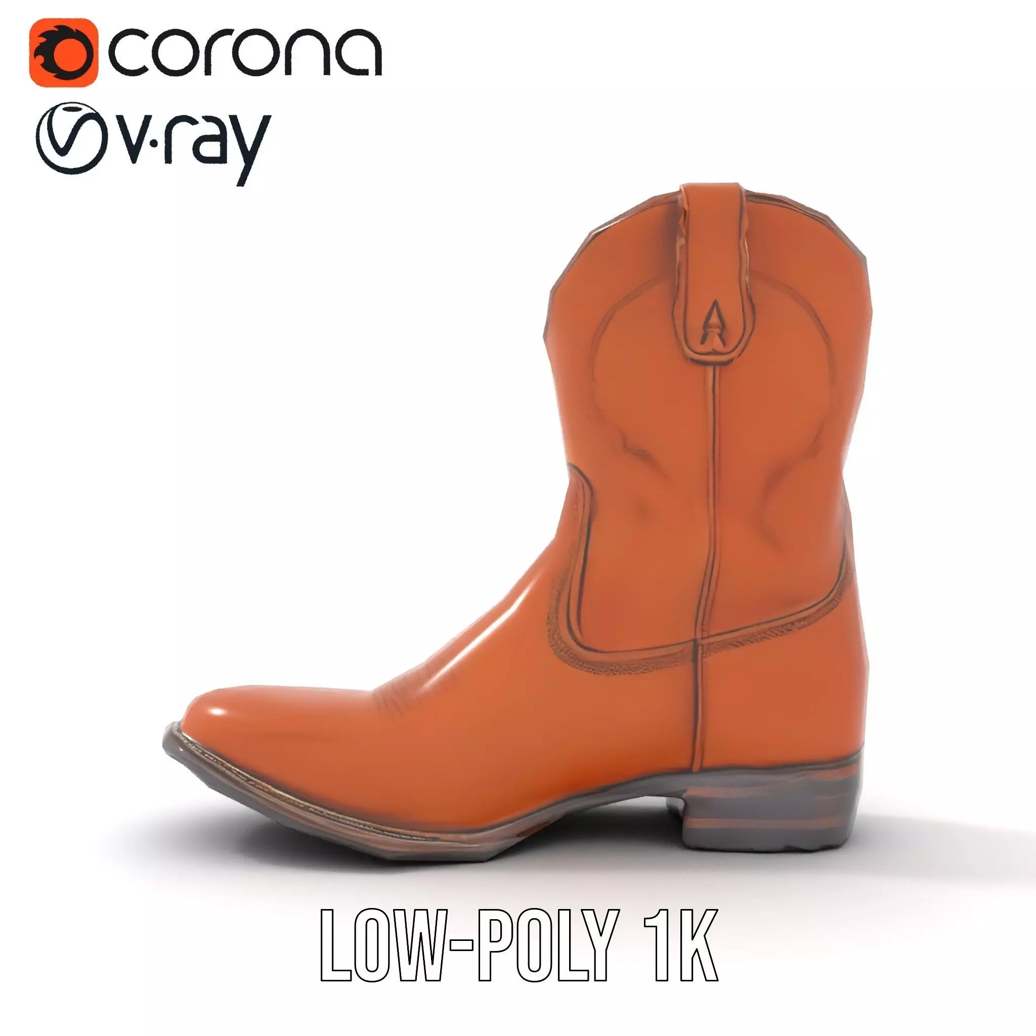 Cowboy Boot Model Pack Leather Western Style Low-poly 3D model_20