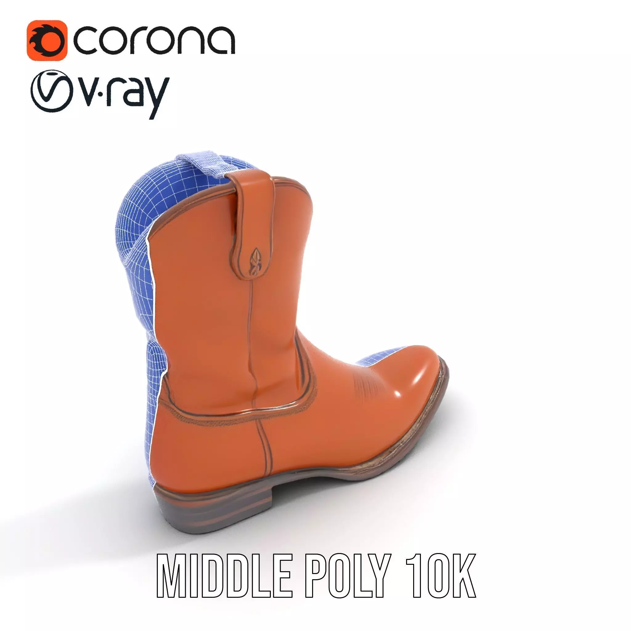 Cowboy Boot Model Pack Leather Western Style Low-poly 3D model_19