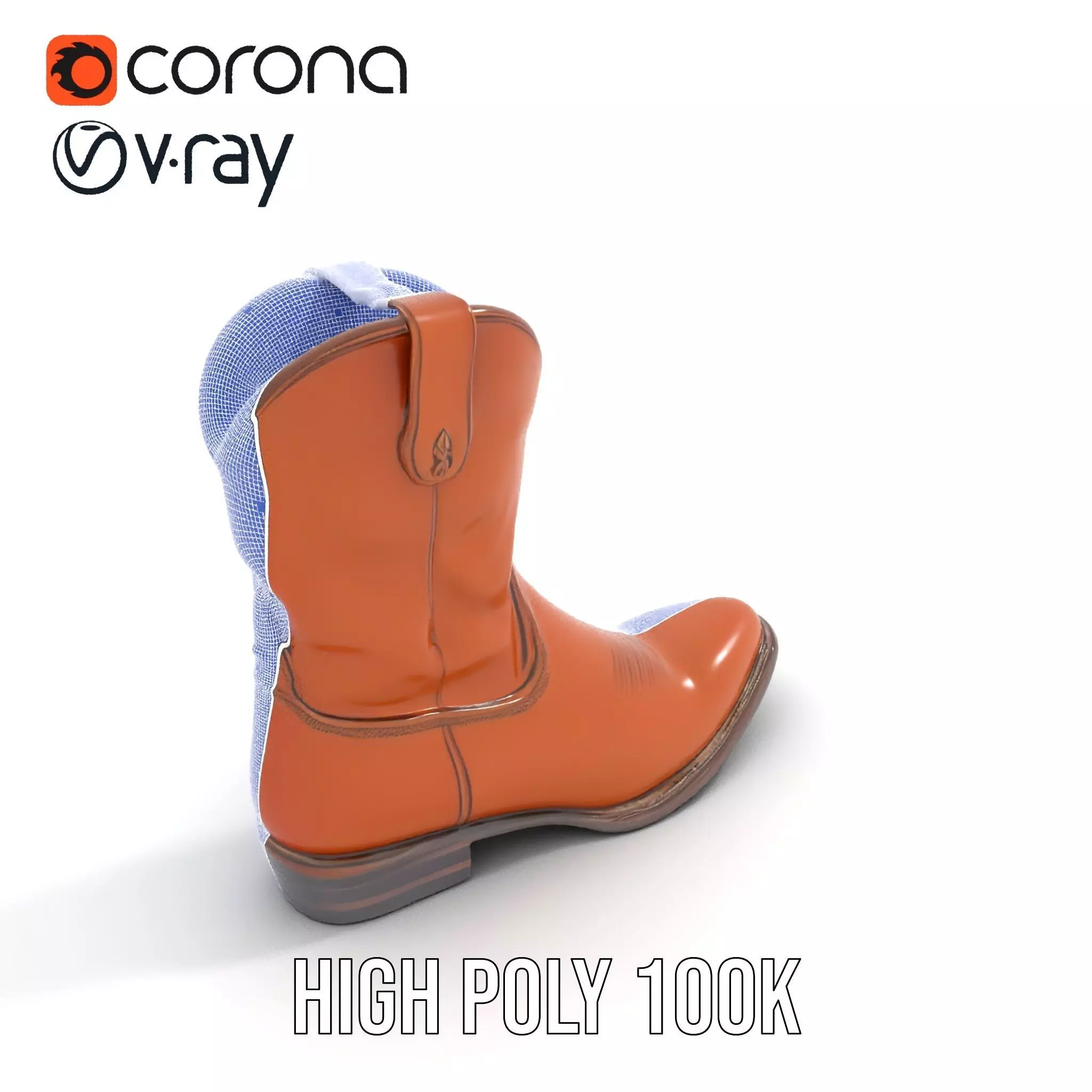 Cowboy Boot Model Pack Leather Western Style Low-poly 3D model_32