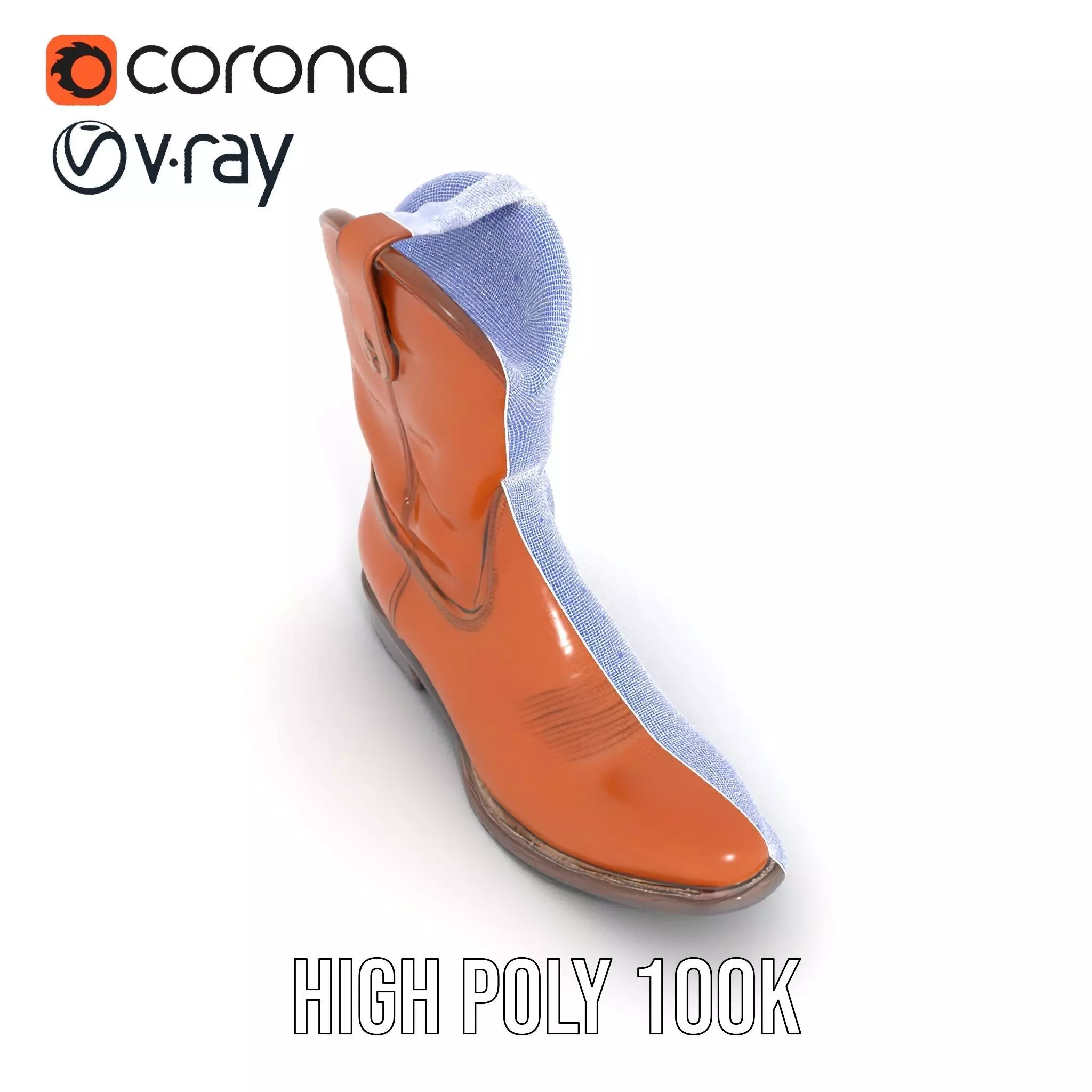 Cowboy Boot Model Pack Leather Western Style Low-poly 3D model_35