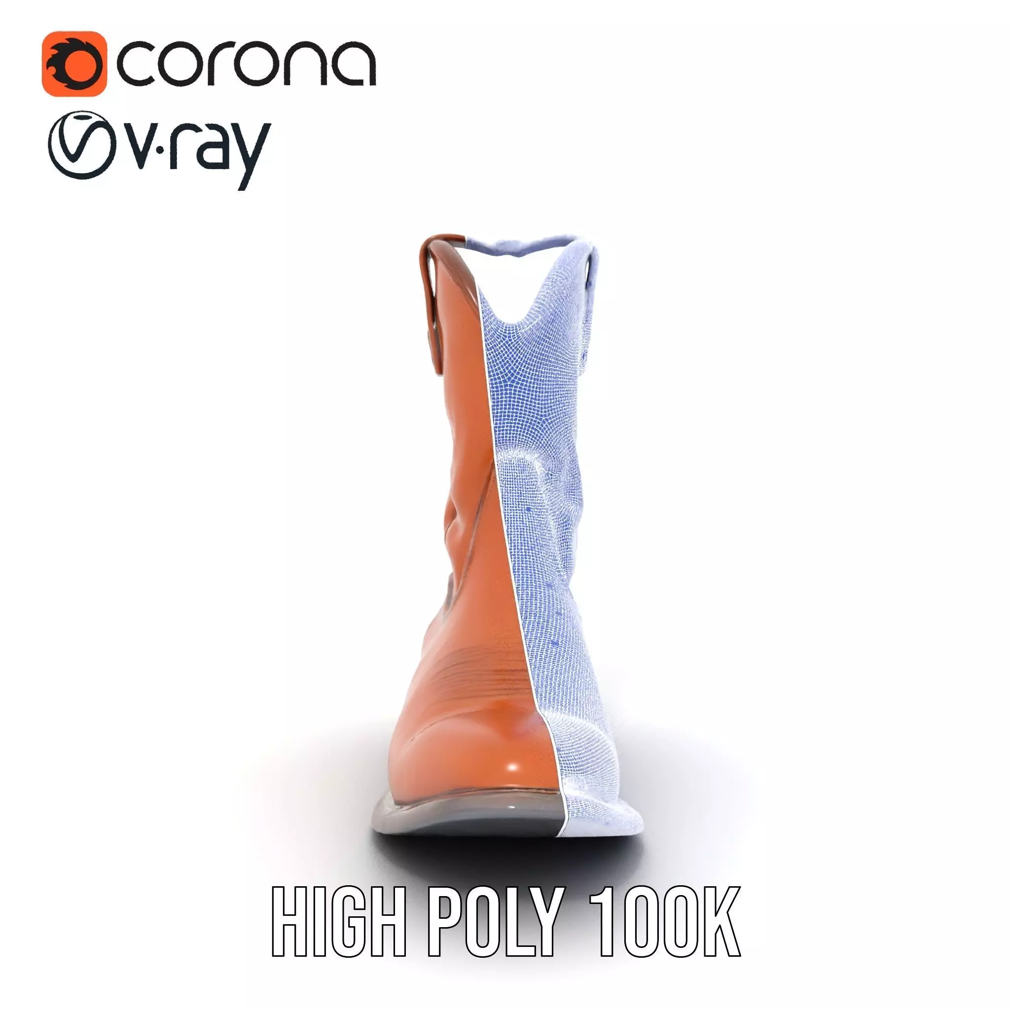 Cowboy Boot Model Pack Leather Western Style Low-poly 3D model_34