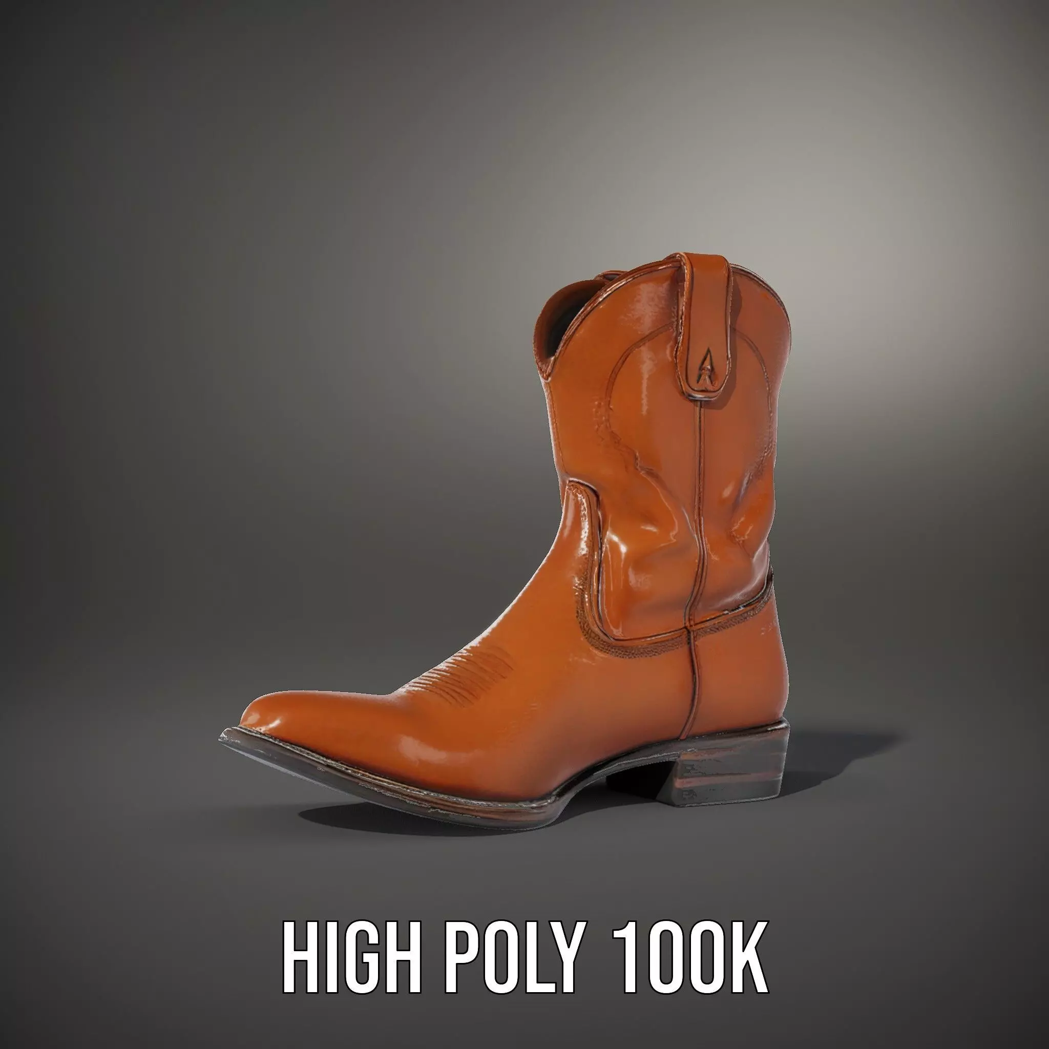 Cowboy Boot Model Pack Leather Western Style Low-poly 3D model_11