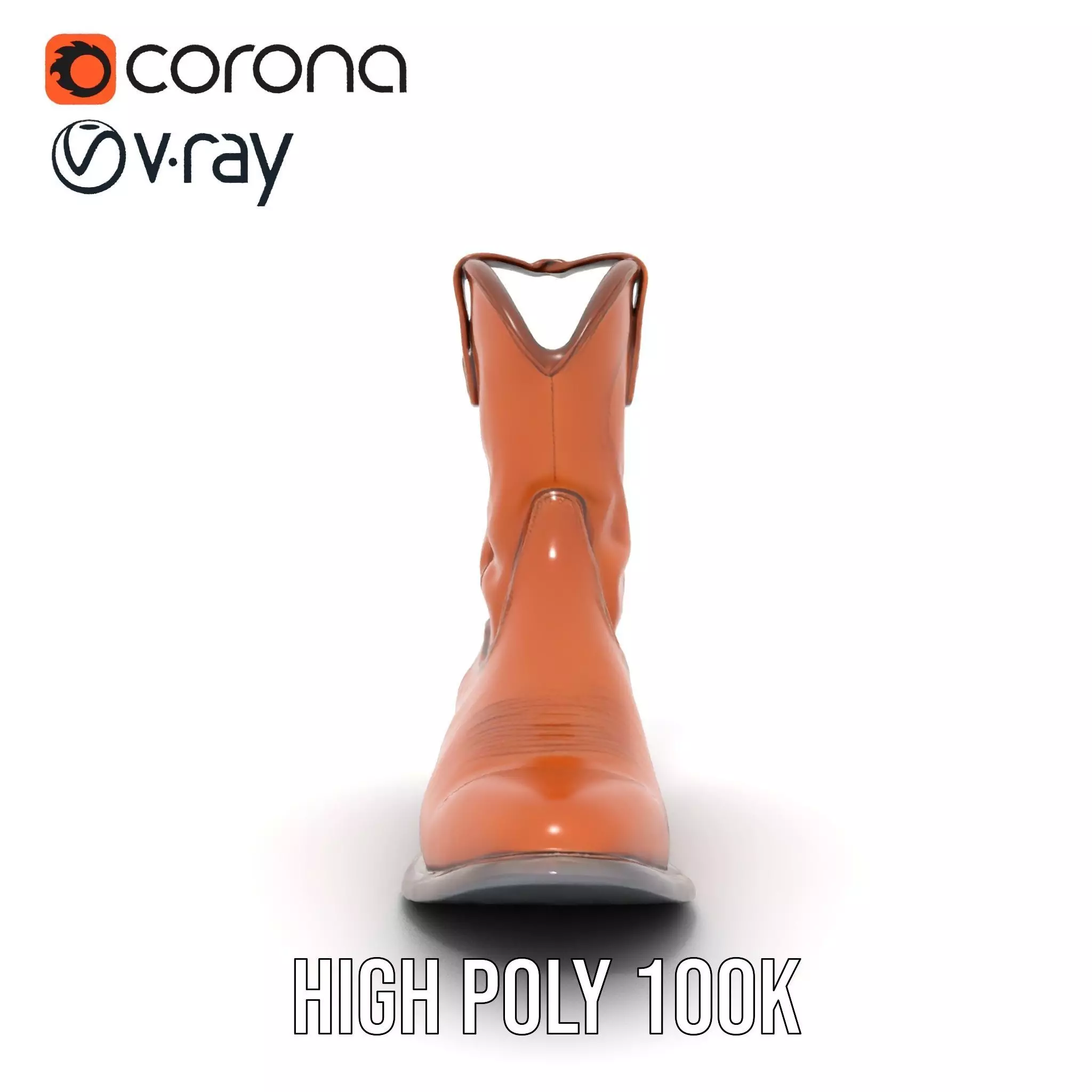 Cowboy Boot Model Pack Leather Western Style Low-poly 3D model_27