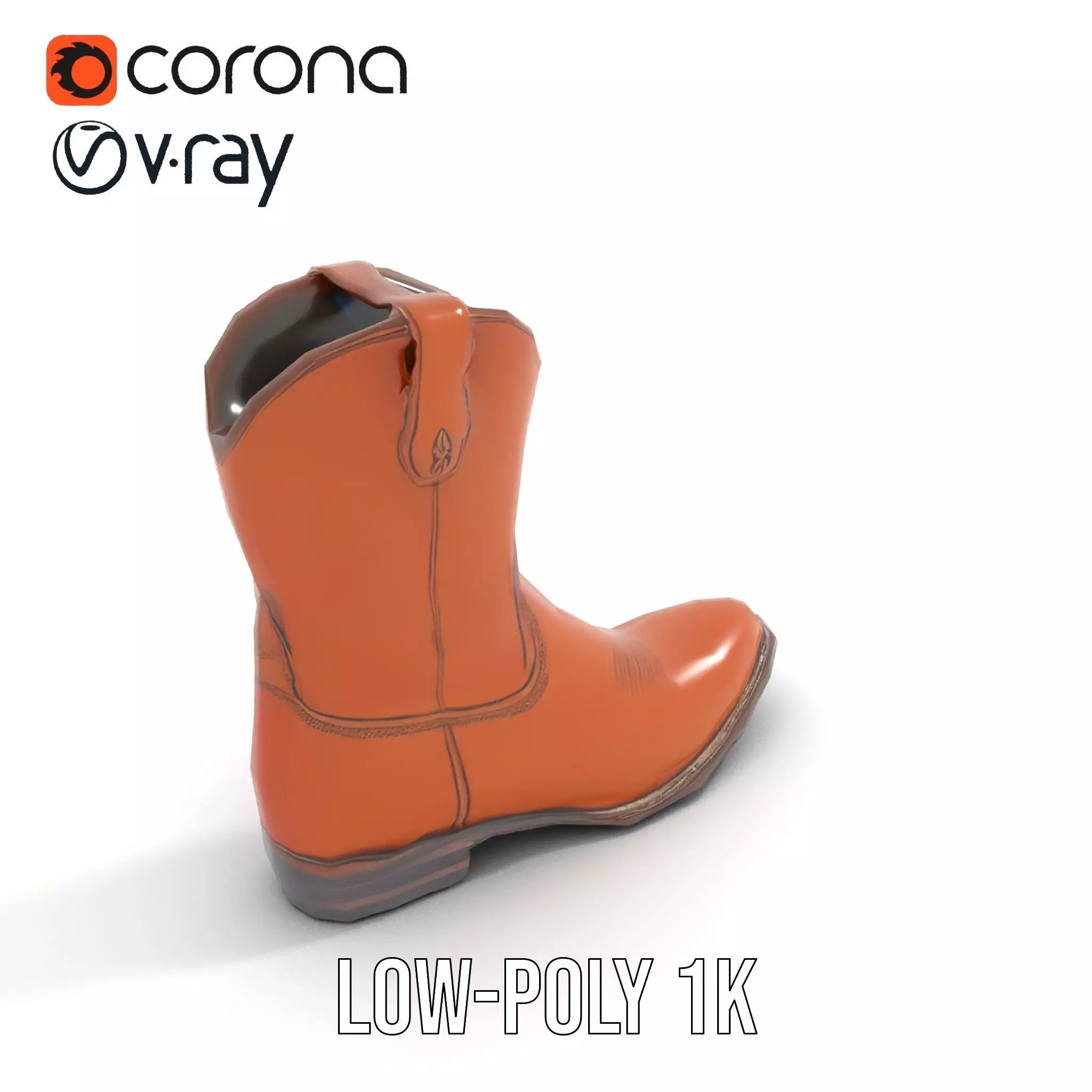 Cowboy Boot Model Pack Leather Western Style Low-poly 3D model_8