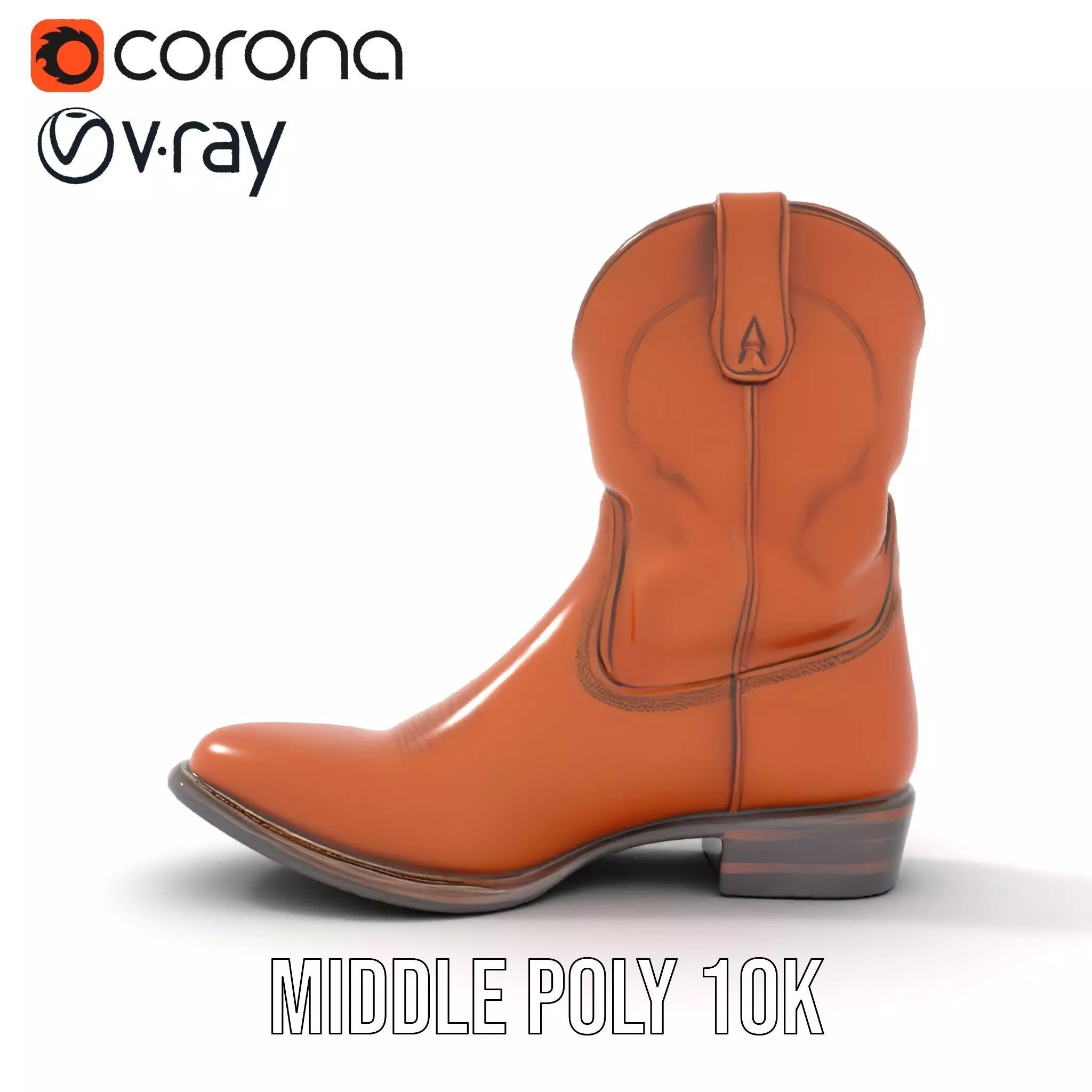 Cowboy Boot Model Pack Leather Western Style Low-poly 3D model_6